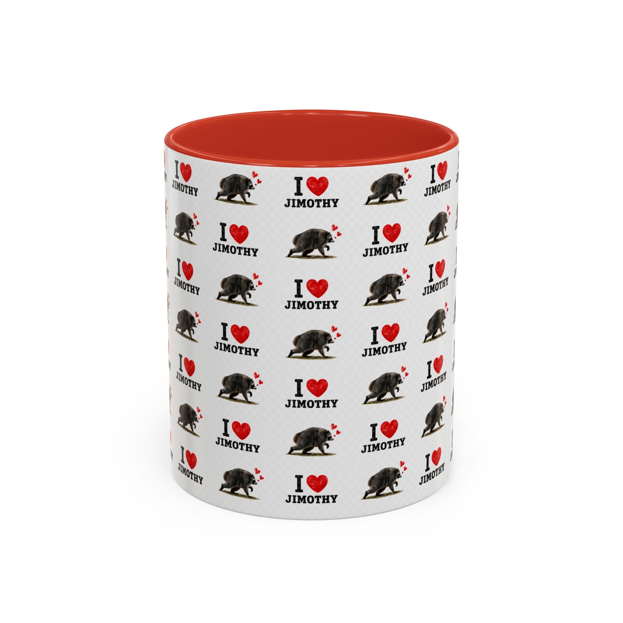 I  Love Jimothy Patterned Coffee Mug — Personalized Pet Name Mug (Accent 11/15oz)