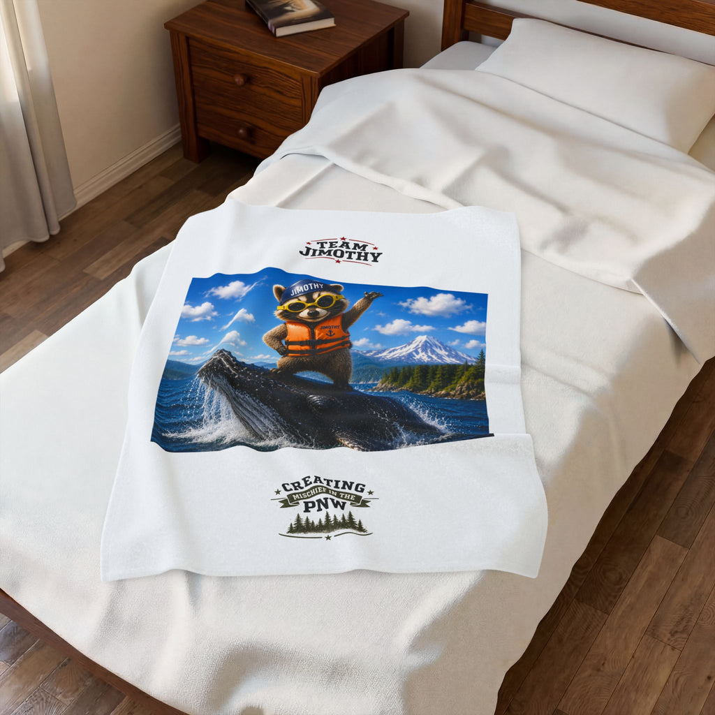 Plush Blanket —Jimothy Captain Riding a Whale Velveteen Throw