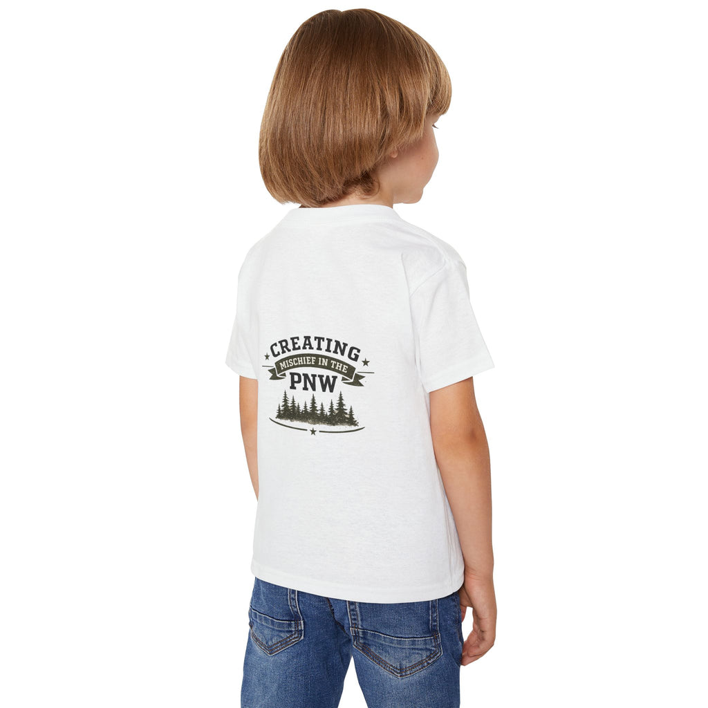 Toddler T-Shirt — 'Jimothy Whale Adventures- Mischief in the PNW" Back