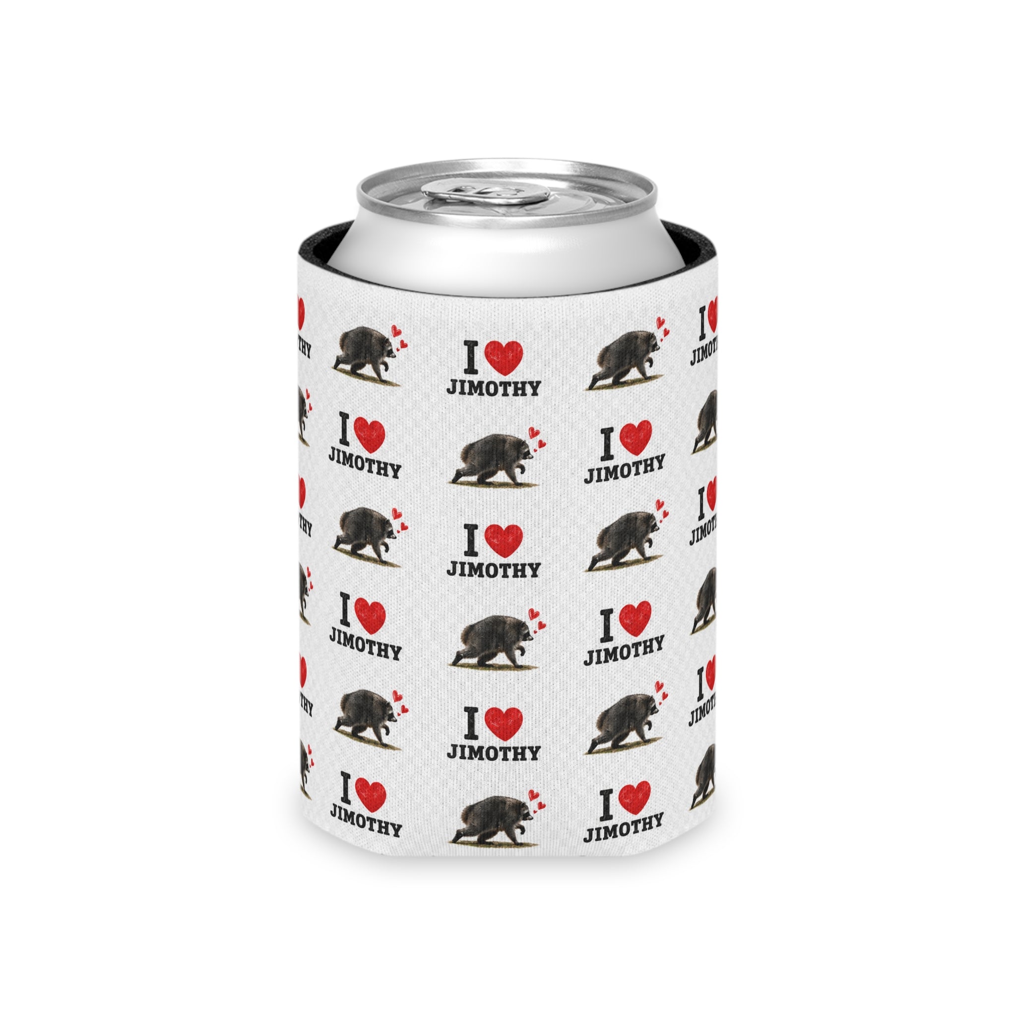 Can Cooler — I  Love Jimothy Image Patterned Beverage Koozie
