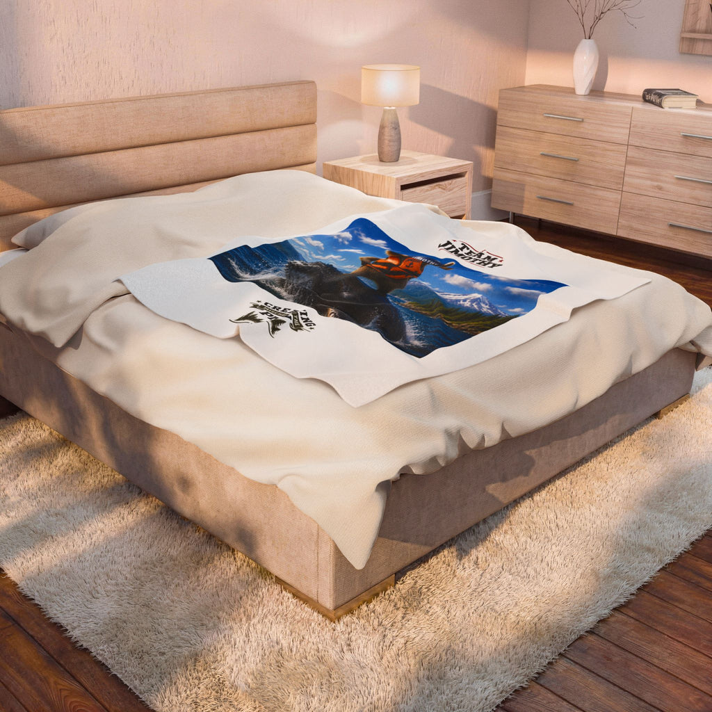 Plush Blanket —Jimothy Captain Riding a Whale Velveteen Throw