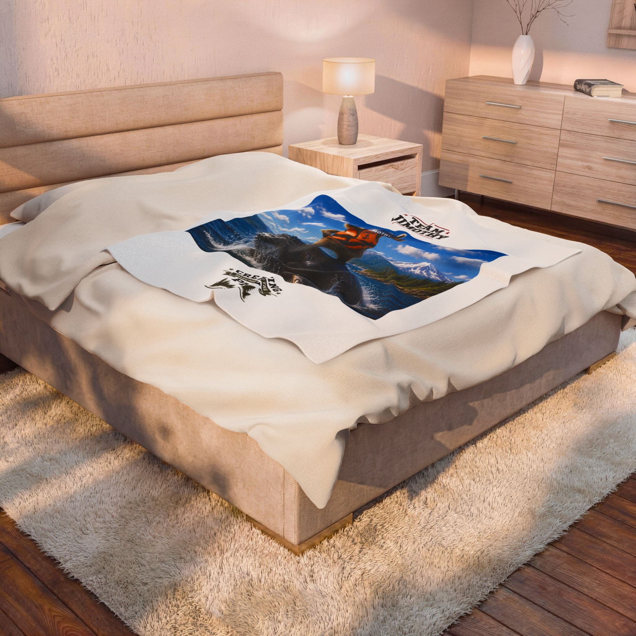 Plush Blanket —Jimothy Captain Riding a Whale Velveteen Throw