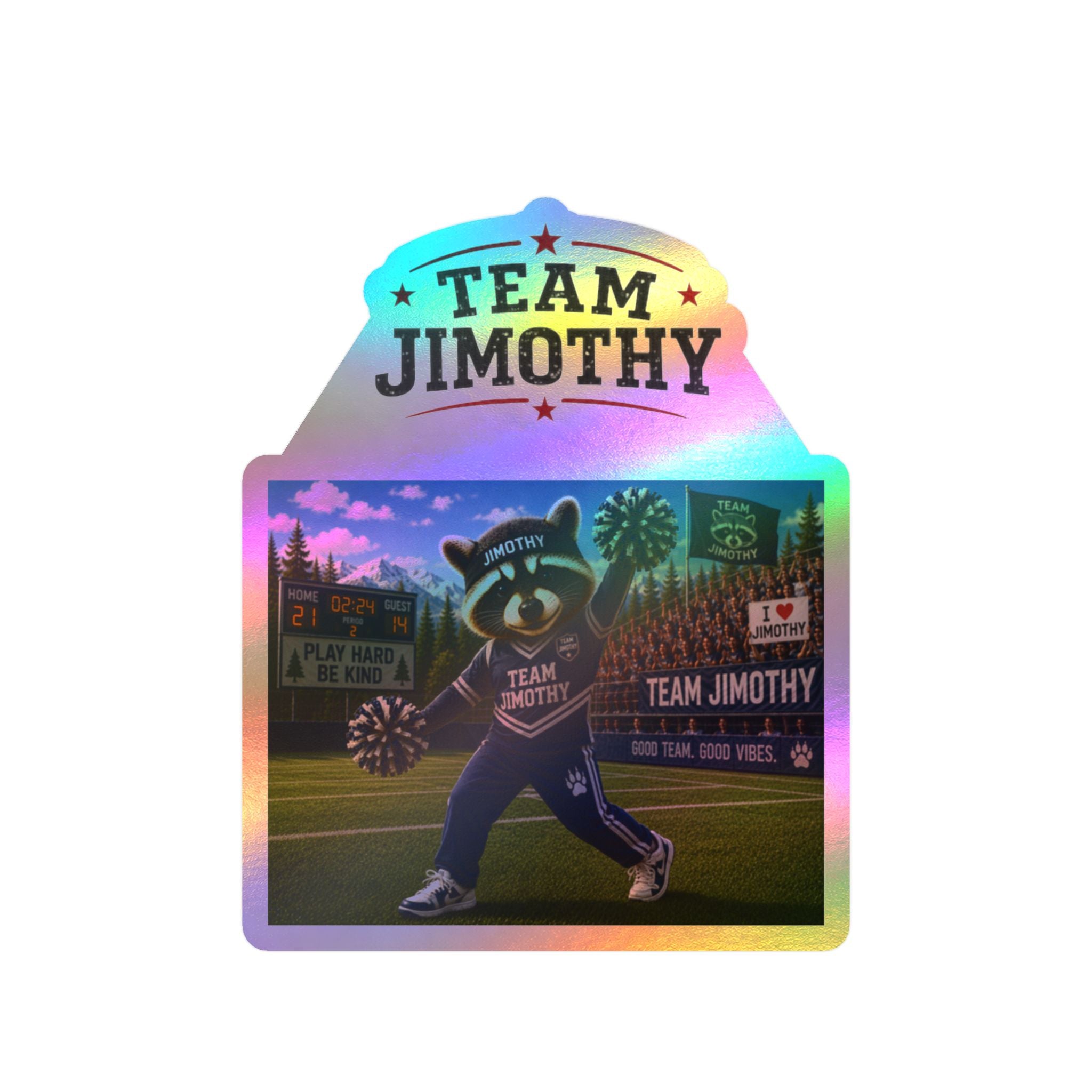 Team Jimothy Kiss-Cut Vinyl Decal — Sports Mascot Sticker for Fans, Cars & Laptops
