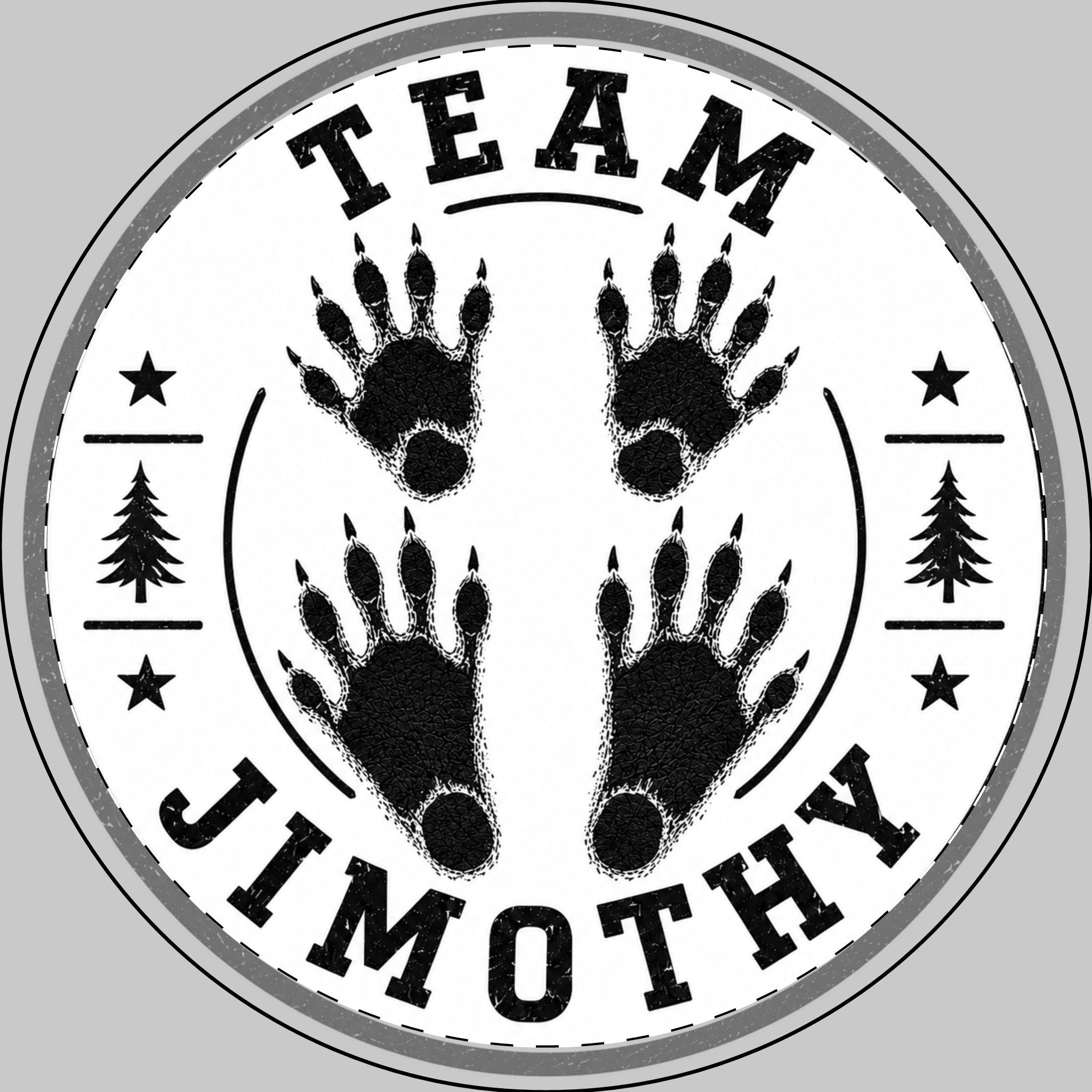 Round Car Magnet — "Team Jimothy" Bear Paw Outdoor Badge