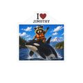 I  Love Jimothy Vinyl Sticker — Cute Raccoon on Orca Kiss-Cut Decal