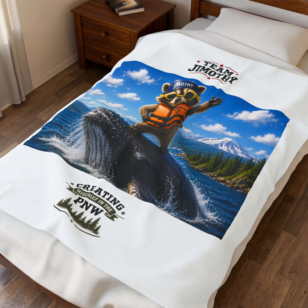 Plush Blanket —Jimothy Captain Riding a Whale Velveteen Throw