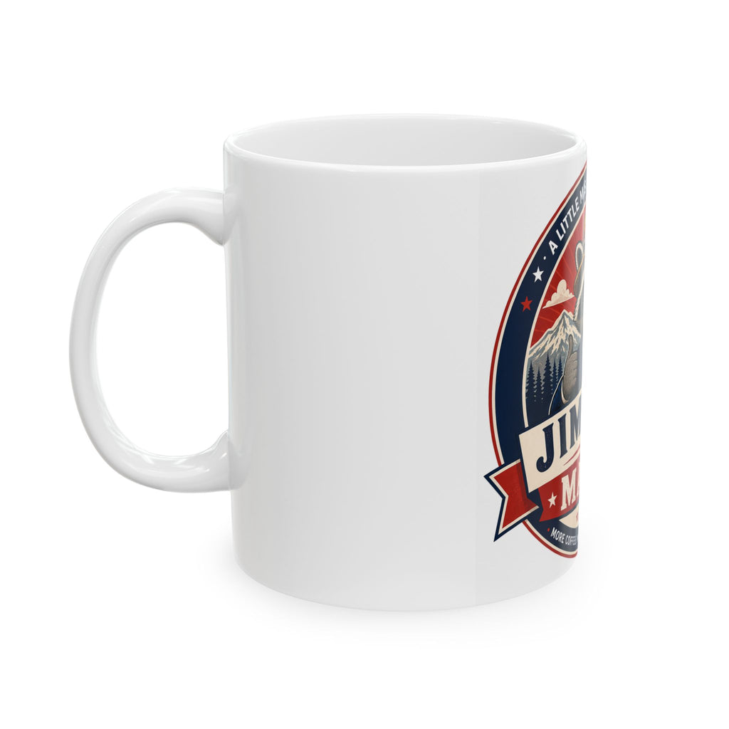 Jimothy for Mayor Ceramic Mug — Cute Raccoon Political Campaign Coffee Mug (11oz/15oz)