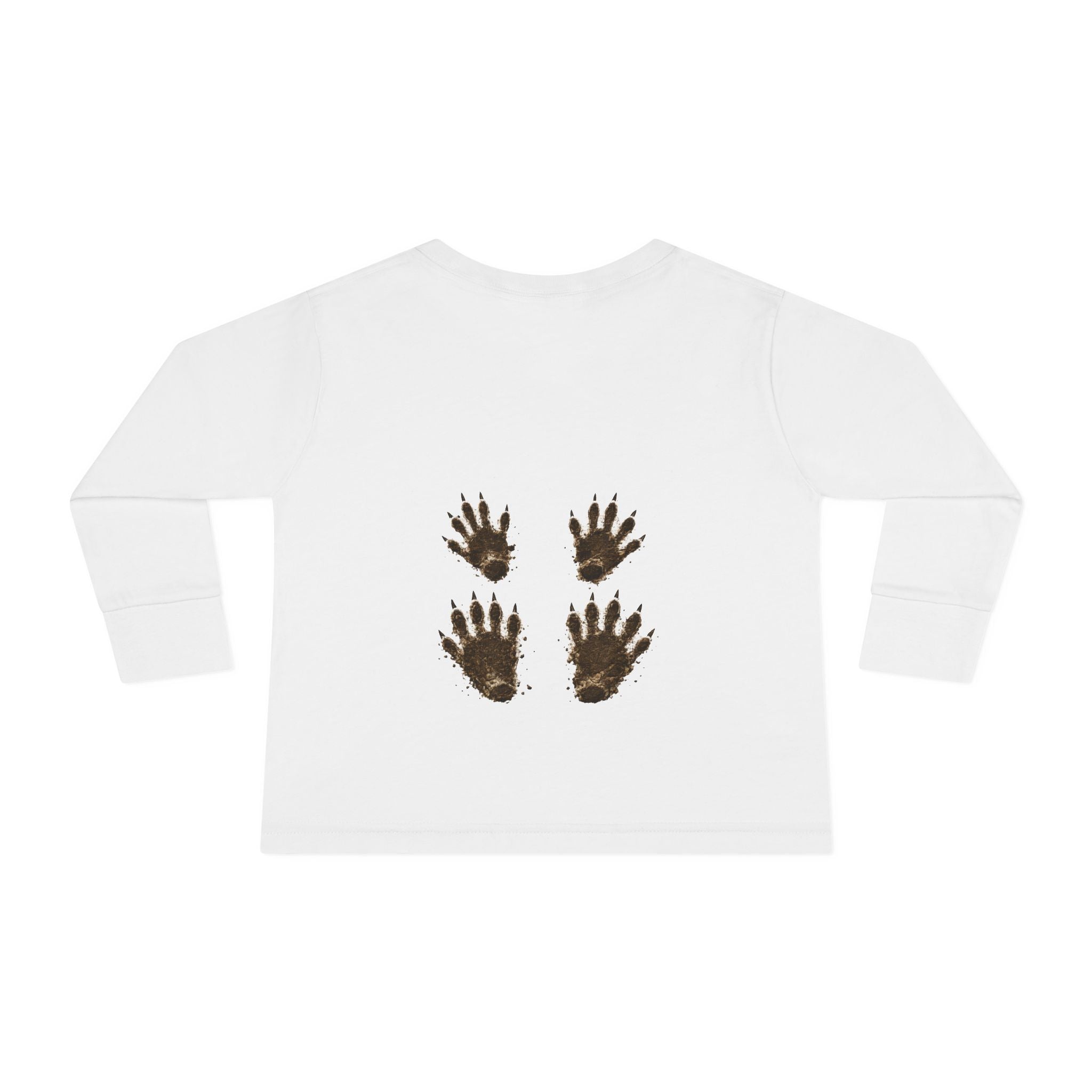 Toddler Long Sleeve Tee — 'Jimothy Crossing Road Sign with Jimothy Feet (Back)