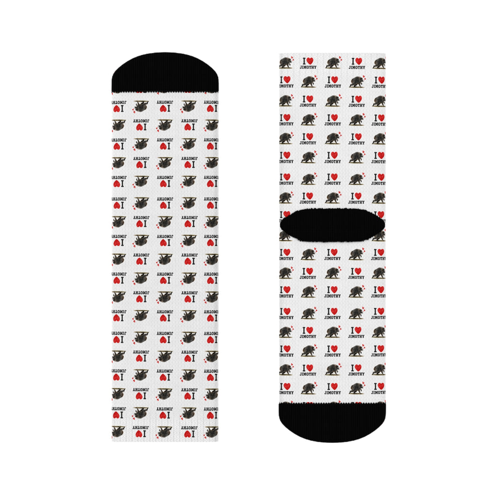 I  Love Jimothy Crew Socks – Cute Repeating Jimothy Lover Socks