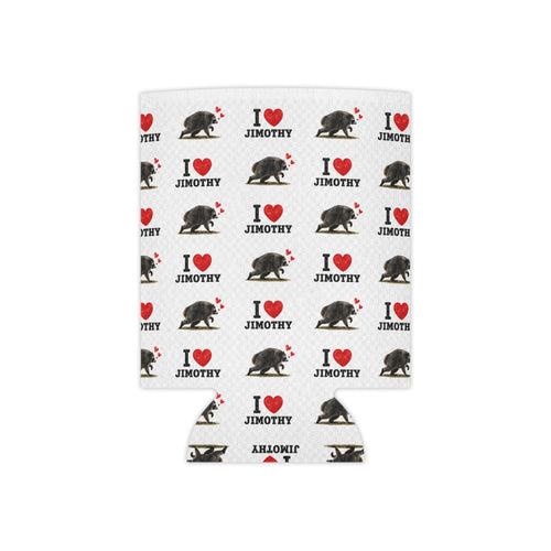 Can Cooler — I  Love Jimothy Image Patterned Beverage Koozie