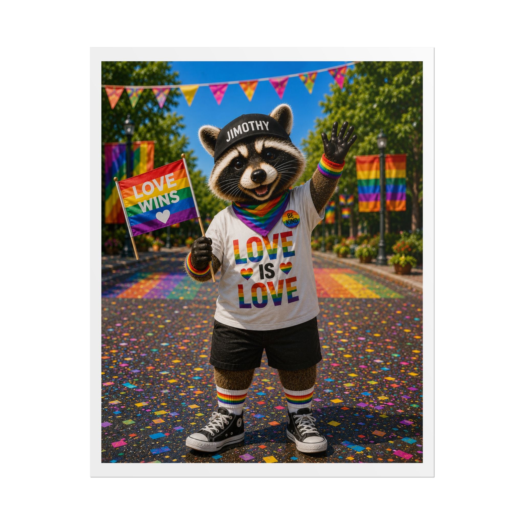 Rolled Poster — Pride Raccoon "Love Is Love" Rainbow Parade Art Print