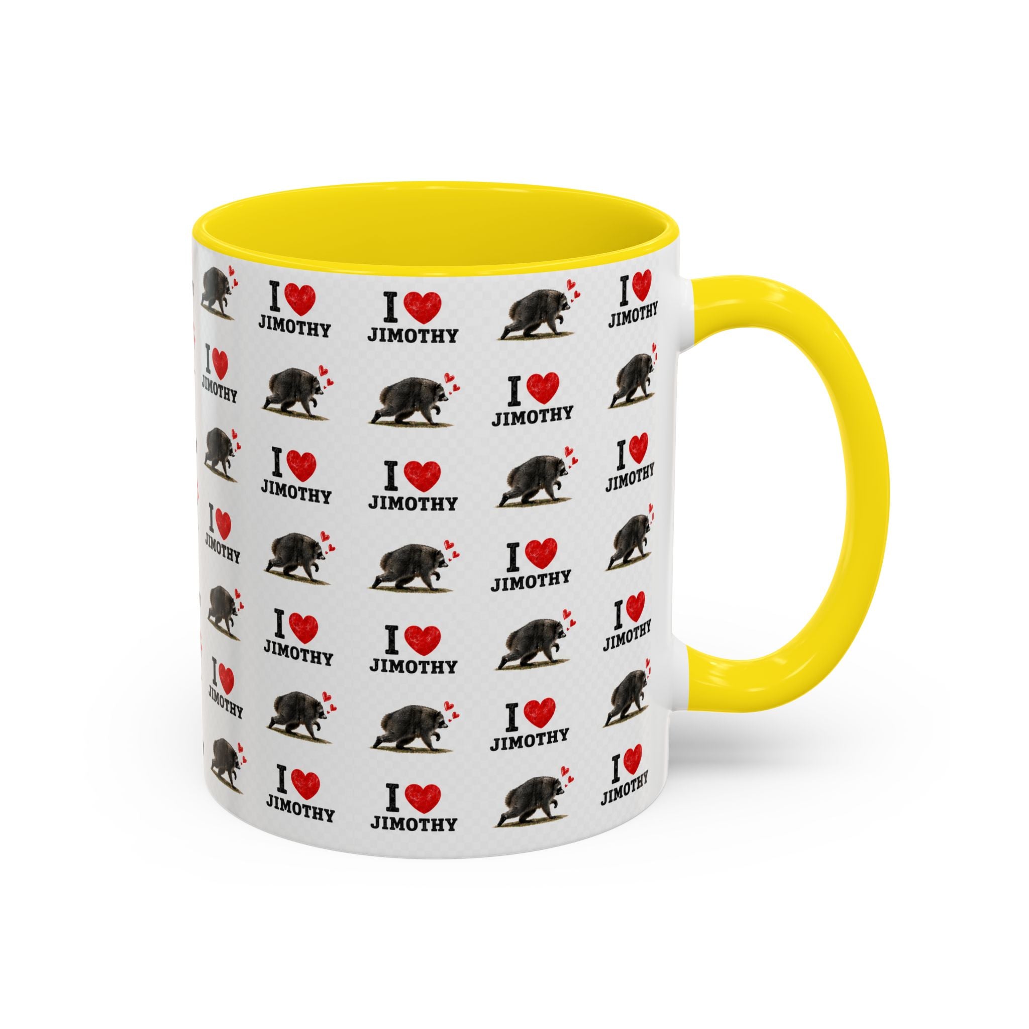 I  Love Jimothy Patterned Coffee Mug — Personalized Pet Name Mug (Accent 11/15oz)