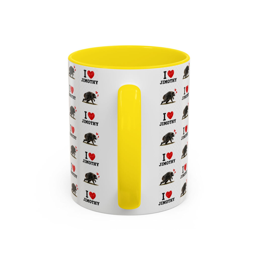I  Love Jimothy Patterned Coffee Mug — Personalized Pet Name Mug (Accent 11/15oz)