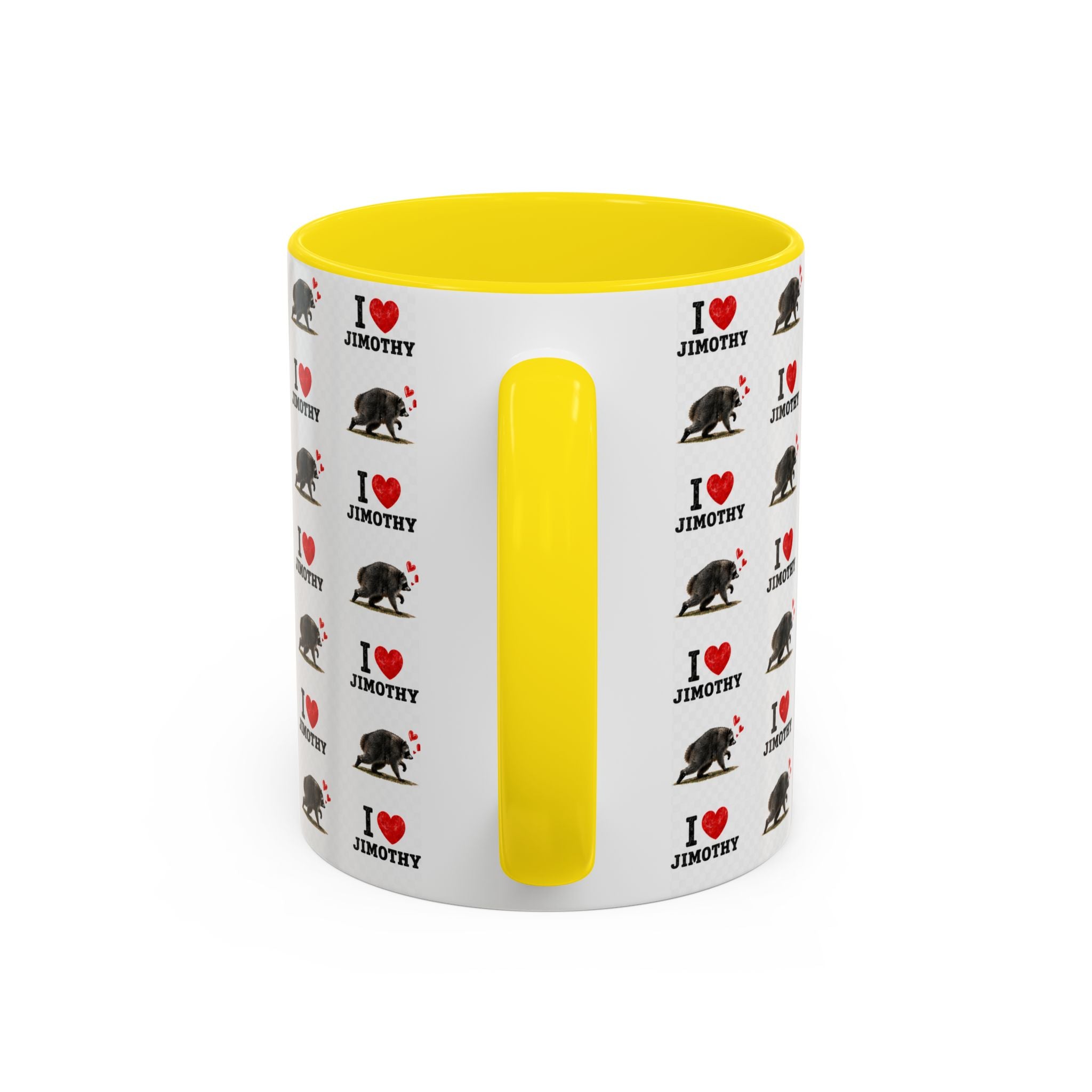 I  Love Jimothy Patterned Coffee Mug — Personalized Pet Name Mug (Accent 11/15oz)