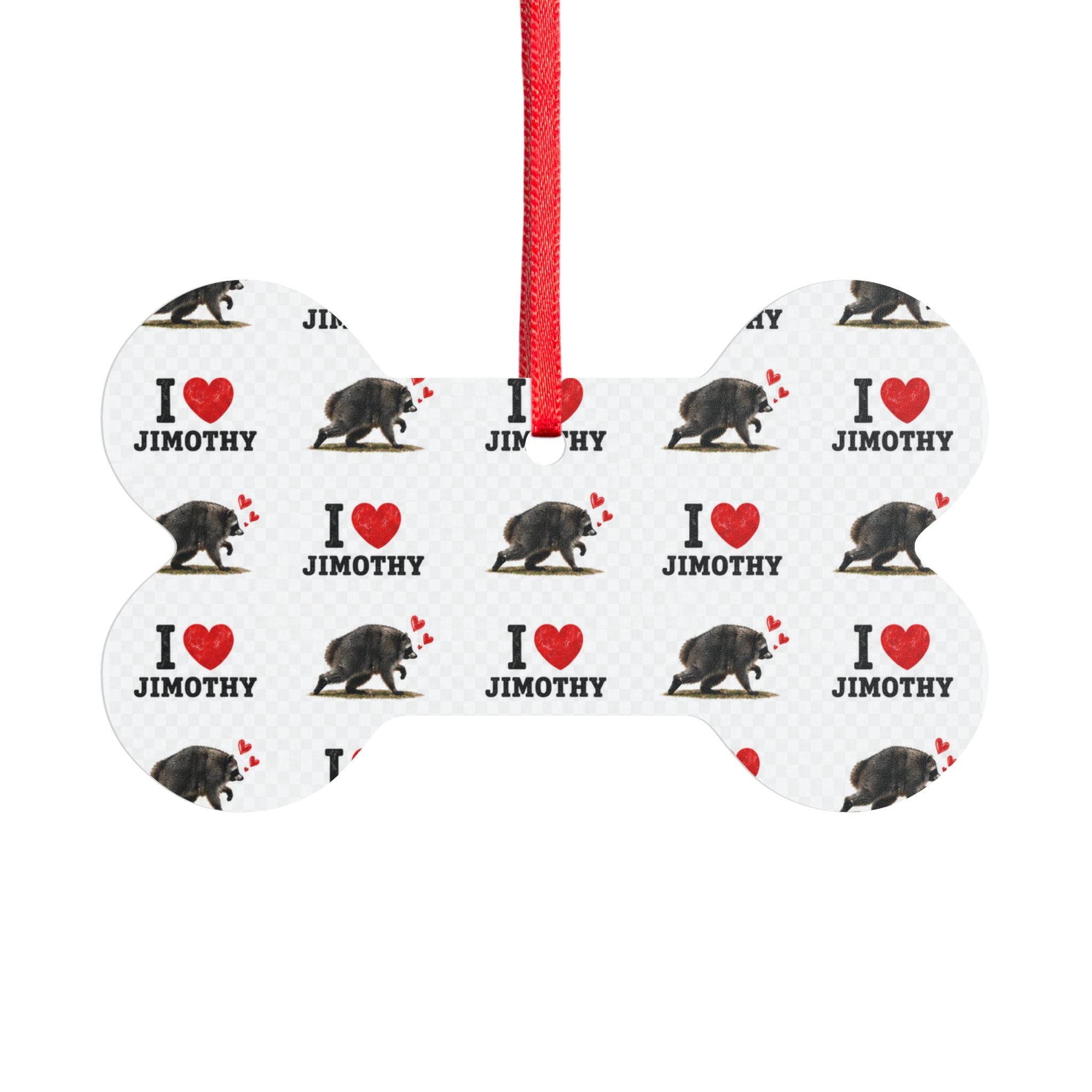 I  Love Jimothy Aluminum Pet Bone Ornament — Personalized Dog Lover Holiday Decor