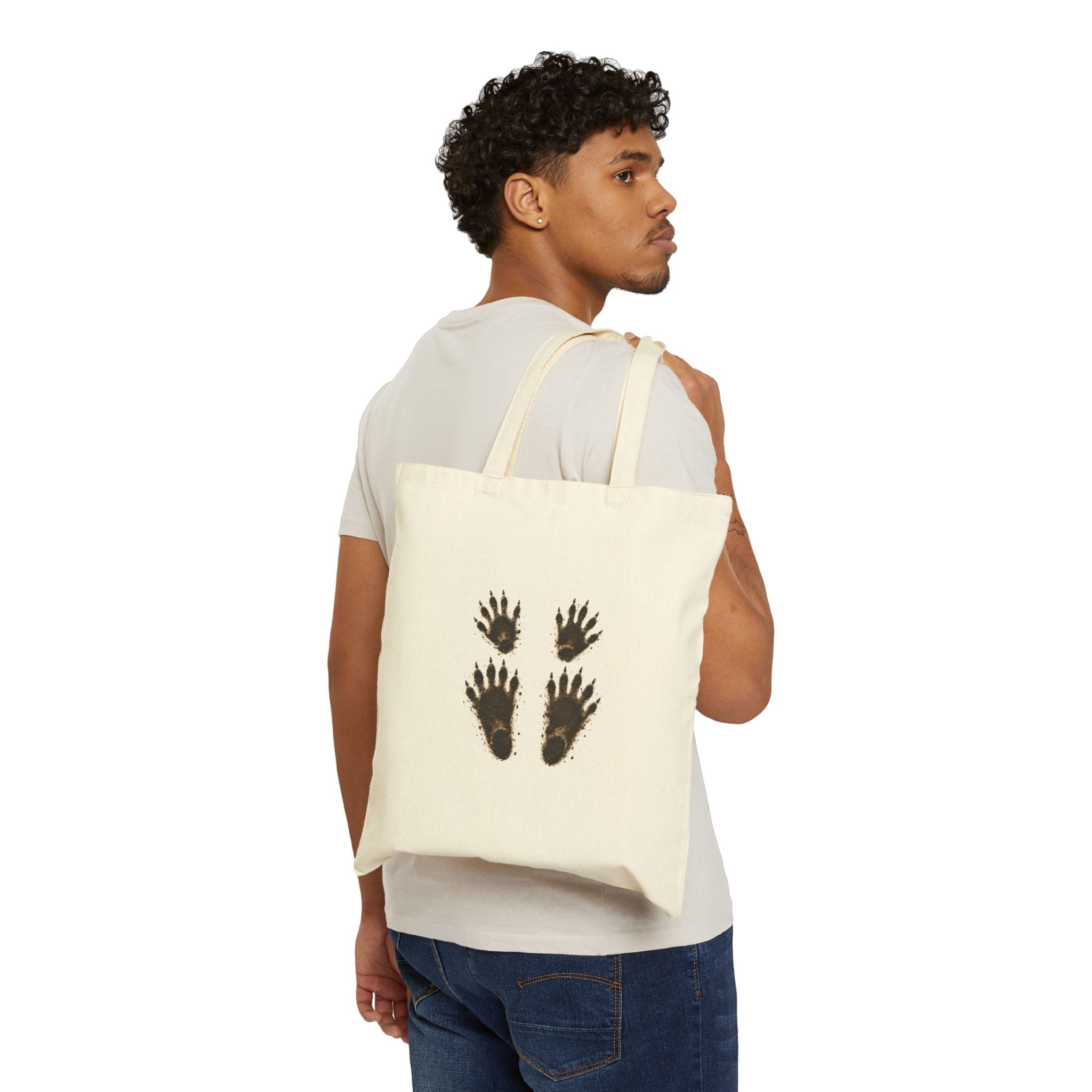 Tote Bag —Jimothy Crossing /Jimothy Feet Print Canvas Tote (Wildlife Nature Shopper)