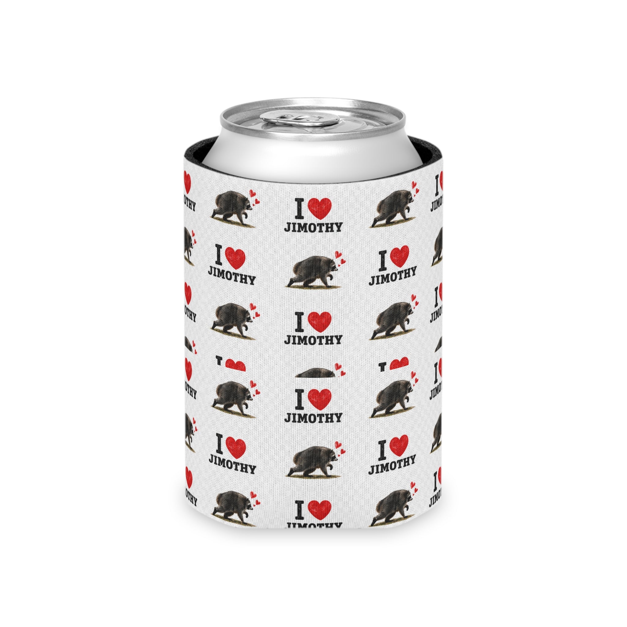 Can Cooler — I  Love Jimothy Image Patterned Beverage Koozie