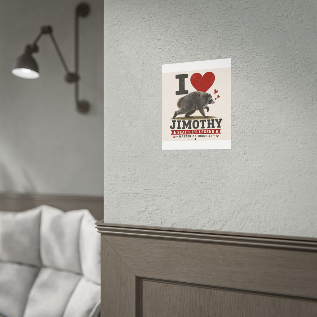 I Heart Jimothy Raccoon Poster — Seattle’s Legend ‘Master of Mischief’ Rolled Art Print