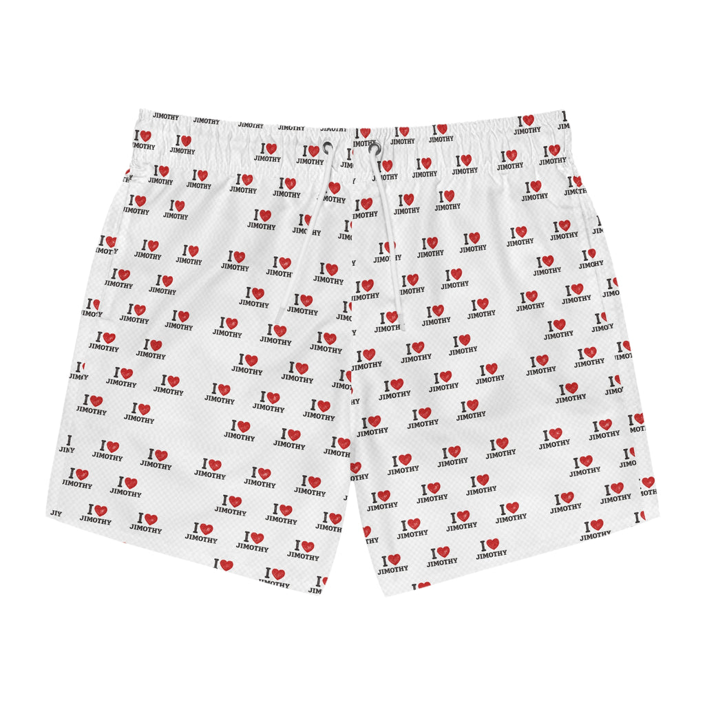 I Love Jimothy Swim Trunks — All-Over-Print Beach Shorts