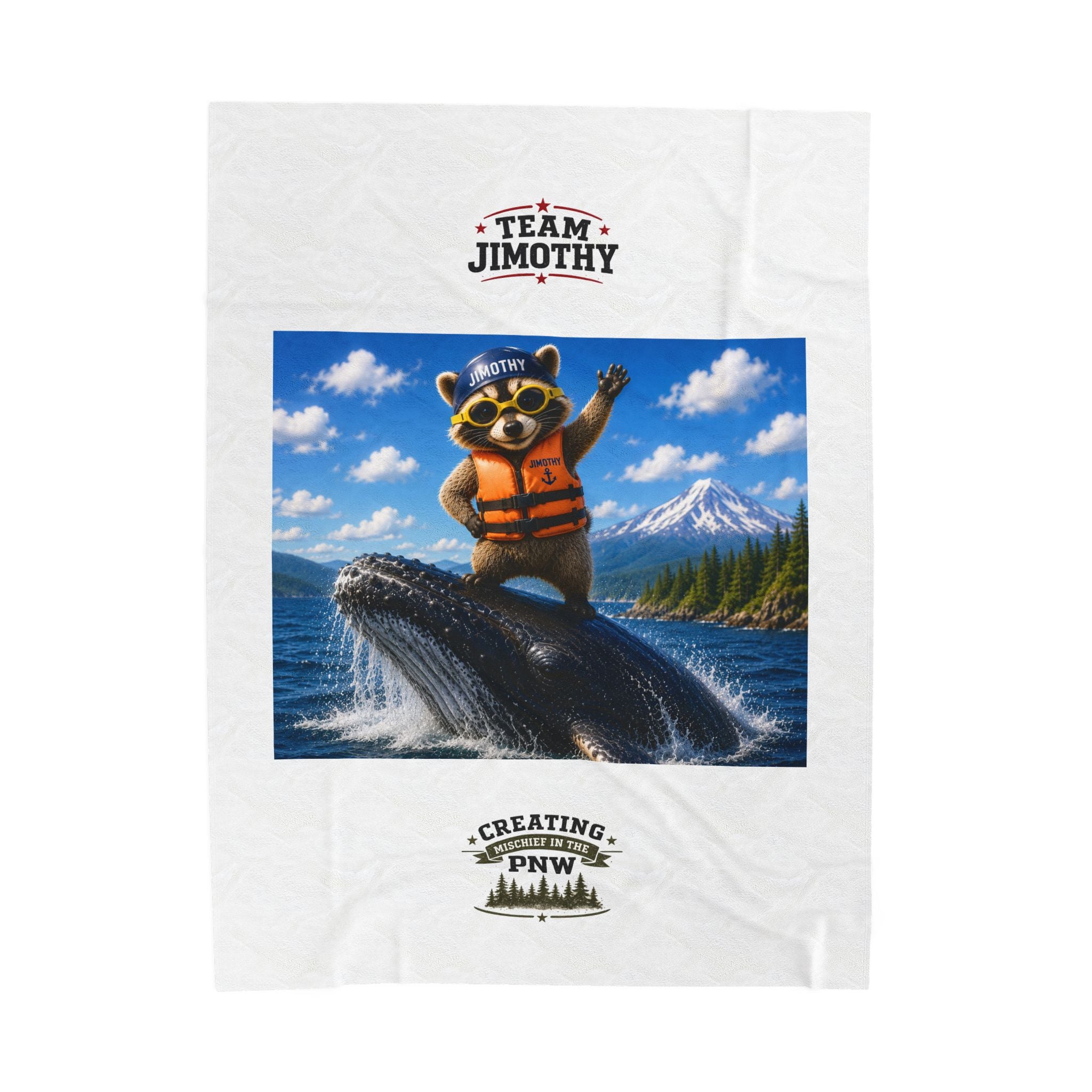 Plush Blanket —Jimothy Captain Riding a Whale Velveteen Throw