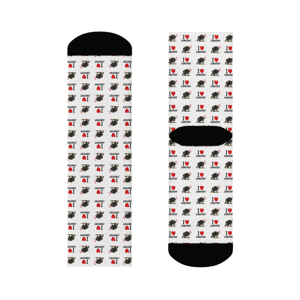 I  Love Jimothy Crew Socks – Cute Repeating Jimothy Lover Socks