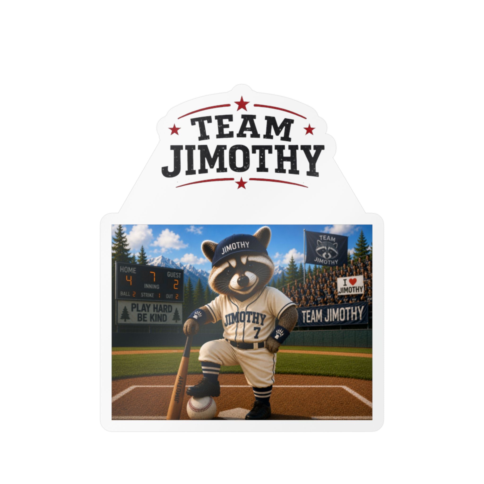 Team Jimothy Baseball Mascot Kiss-Cut Vinyl Sticker