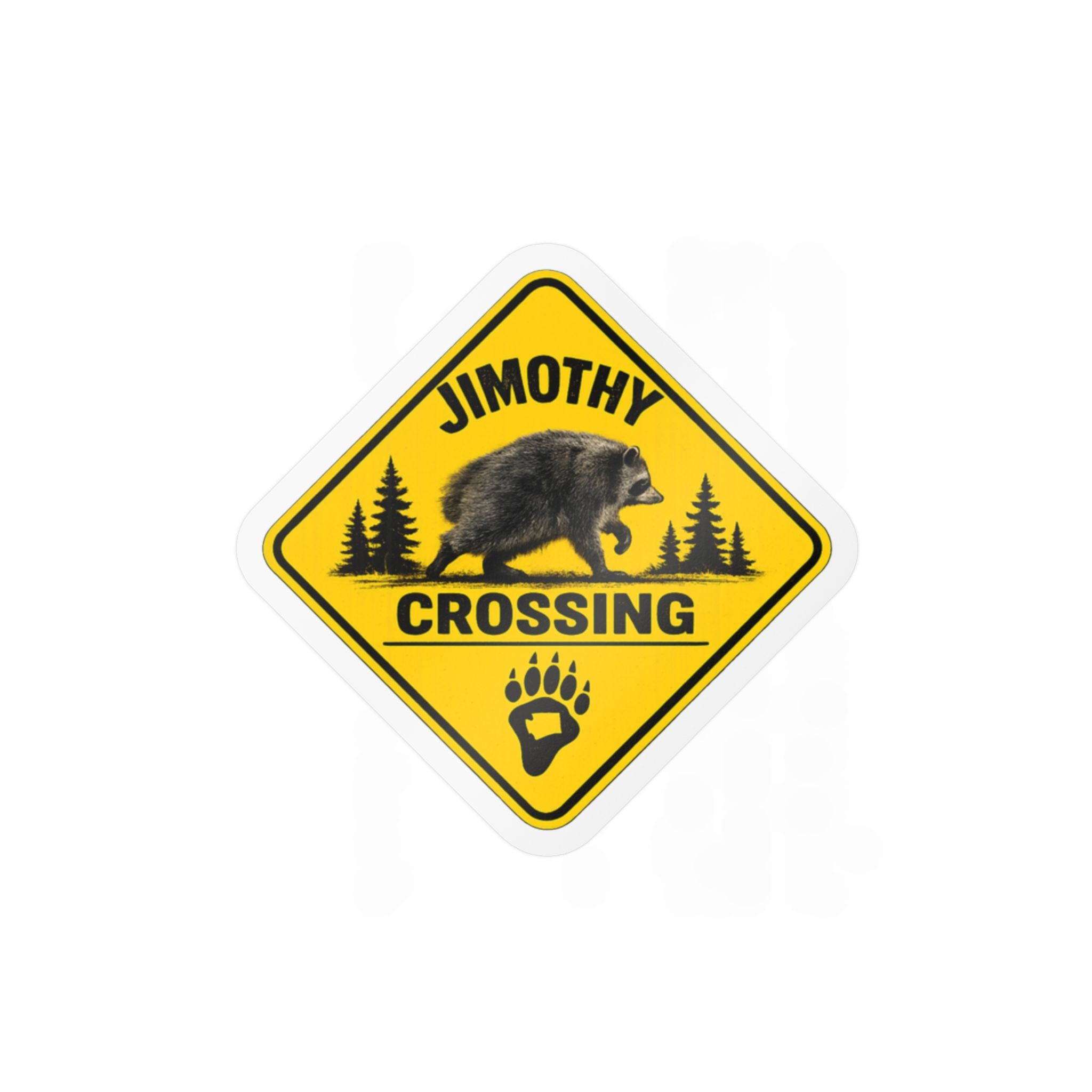Personalized 'Jimothy Crossing' Bear Vinyl Sticker — Custom Name Kiss-Cut Decal
