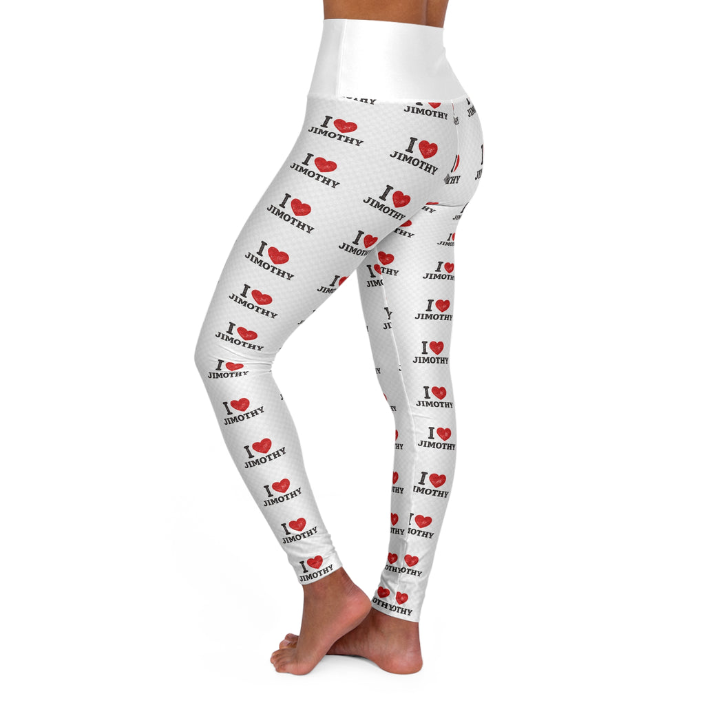 I  Love Jimothy High-Waisted Yoga Leggings — Personalized Novelty Activewear