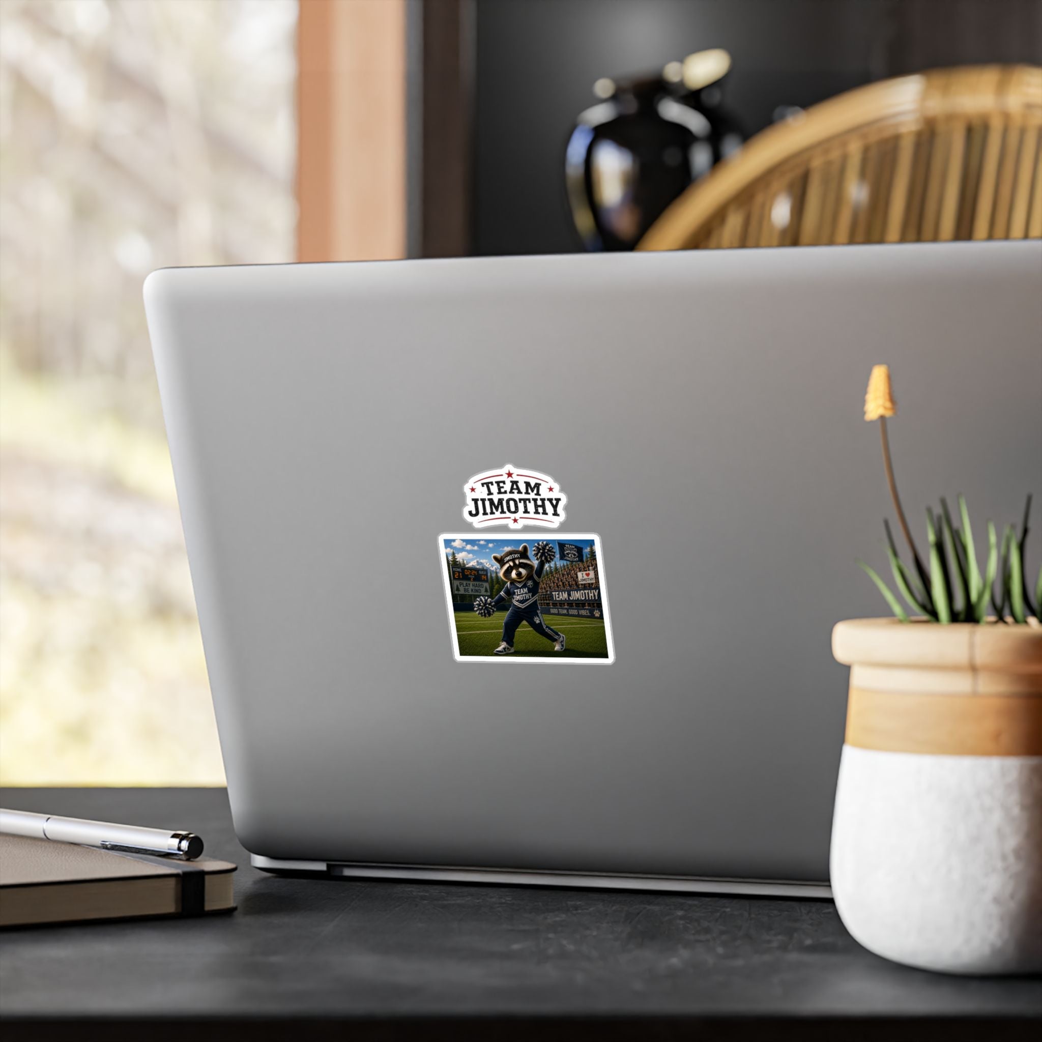 Team Jimothy Kiss-Cut Vinyl Decal — Sports Mascot Sticker for Fans, Cars & Laptops