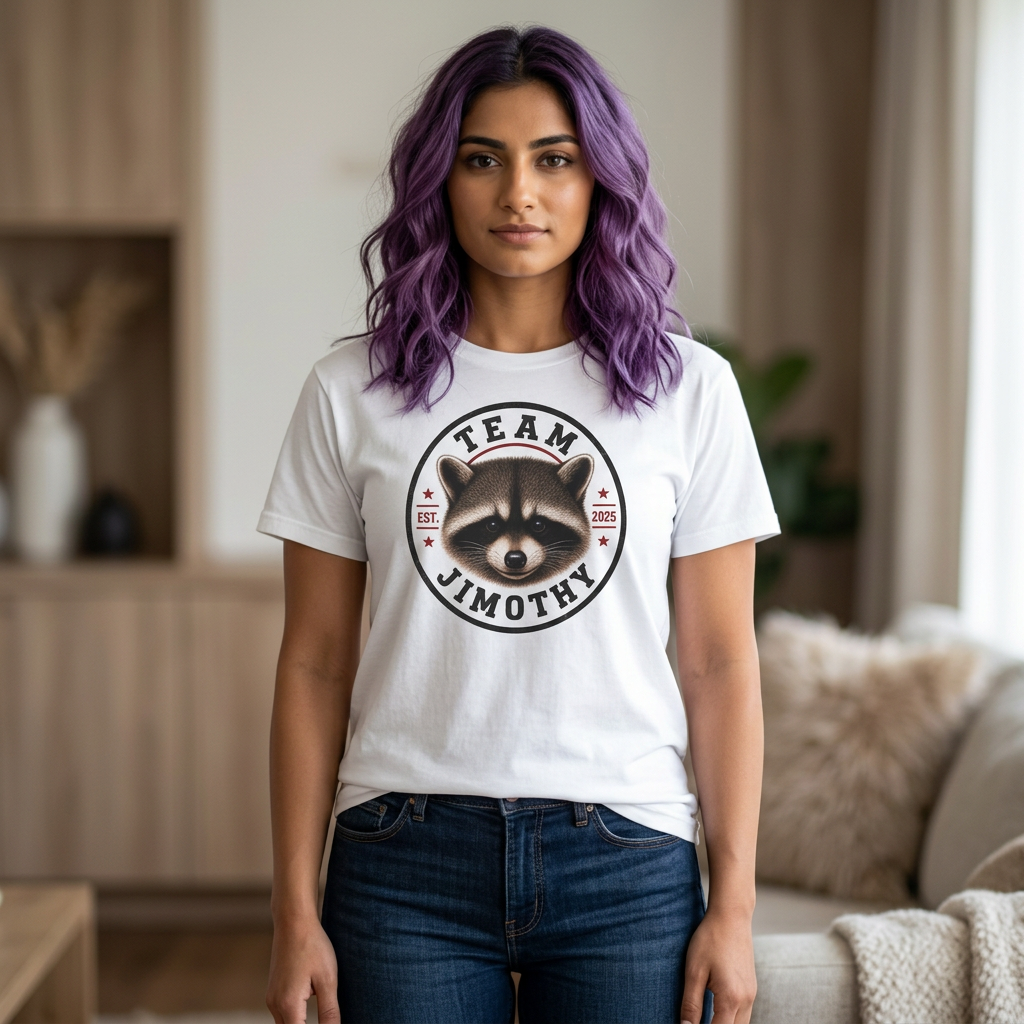 Team Jimothy T-Shirt — Cute Raccoon Logo Tee