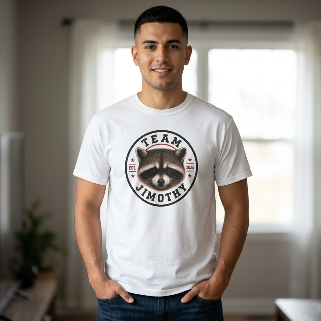 Team Jimothy T-Shirt — Cute Raccoon Logo Tee