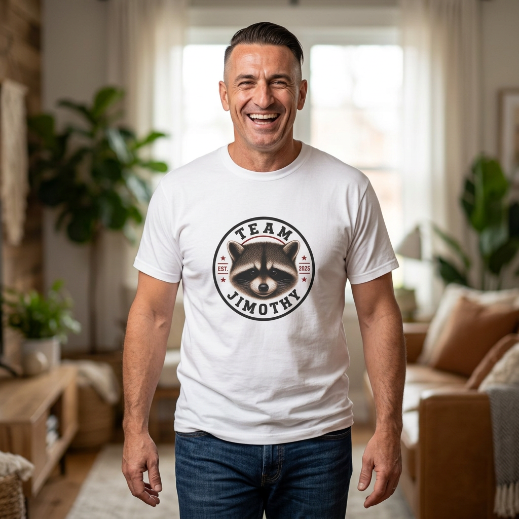 Team Jimothy T-Shirt — Cute Raccoon Logo Tee