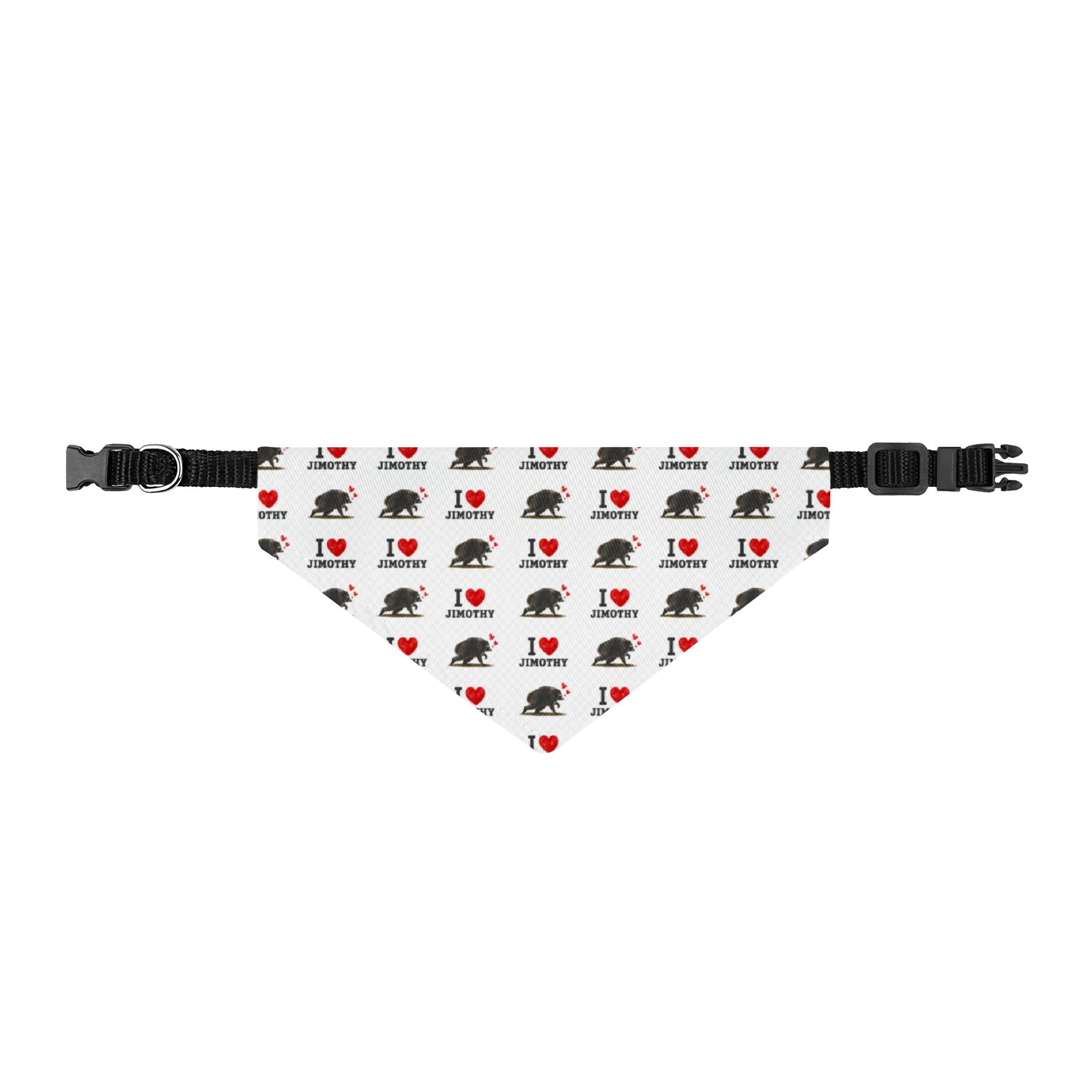 Clip-On Pet Bandana — I Love Jimothy Repeat Pattern Dog Scarf