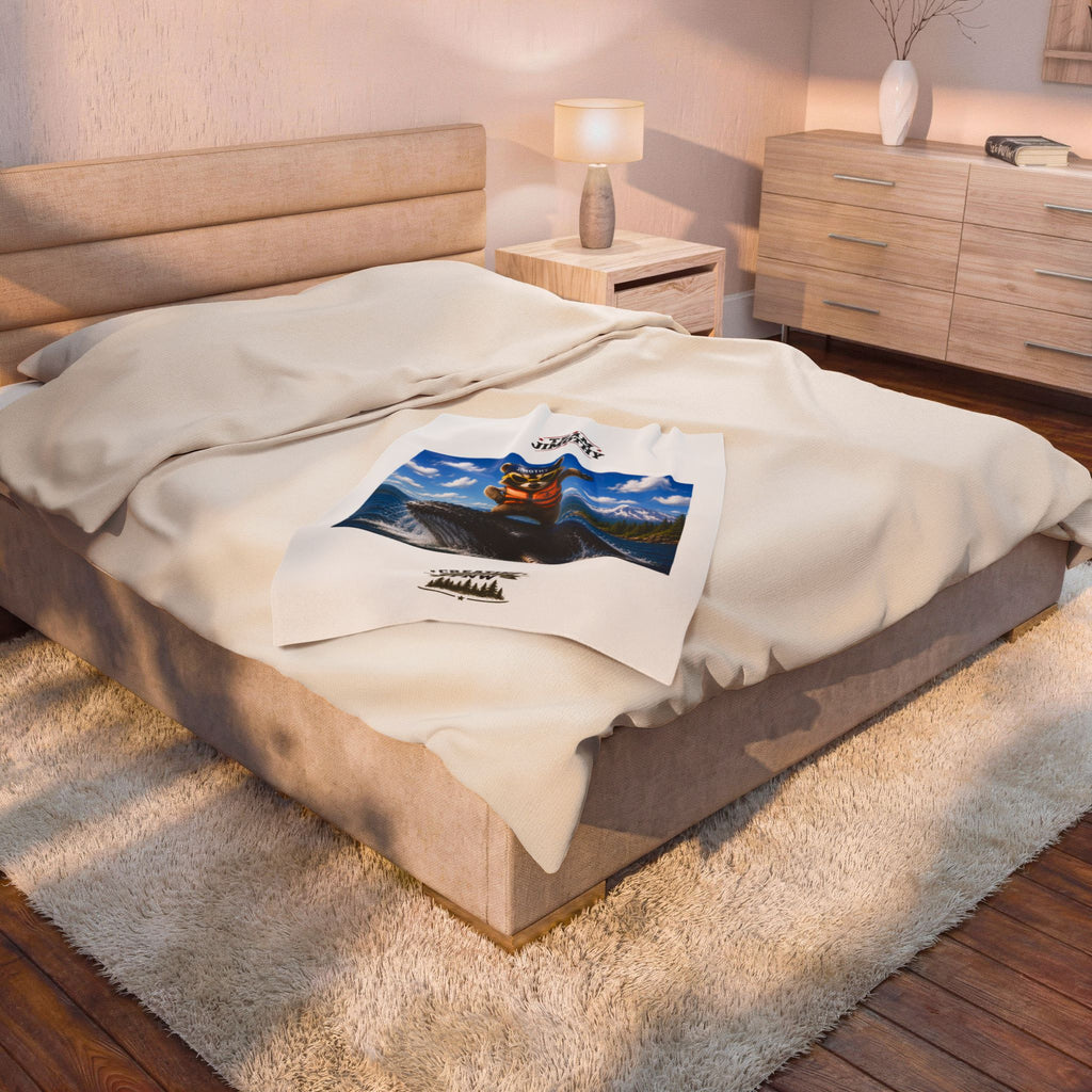 Plush Blanket —Jimothy Captain Riding a Whale Velveteen Throw
