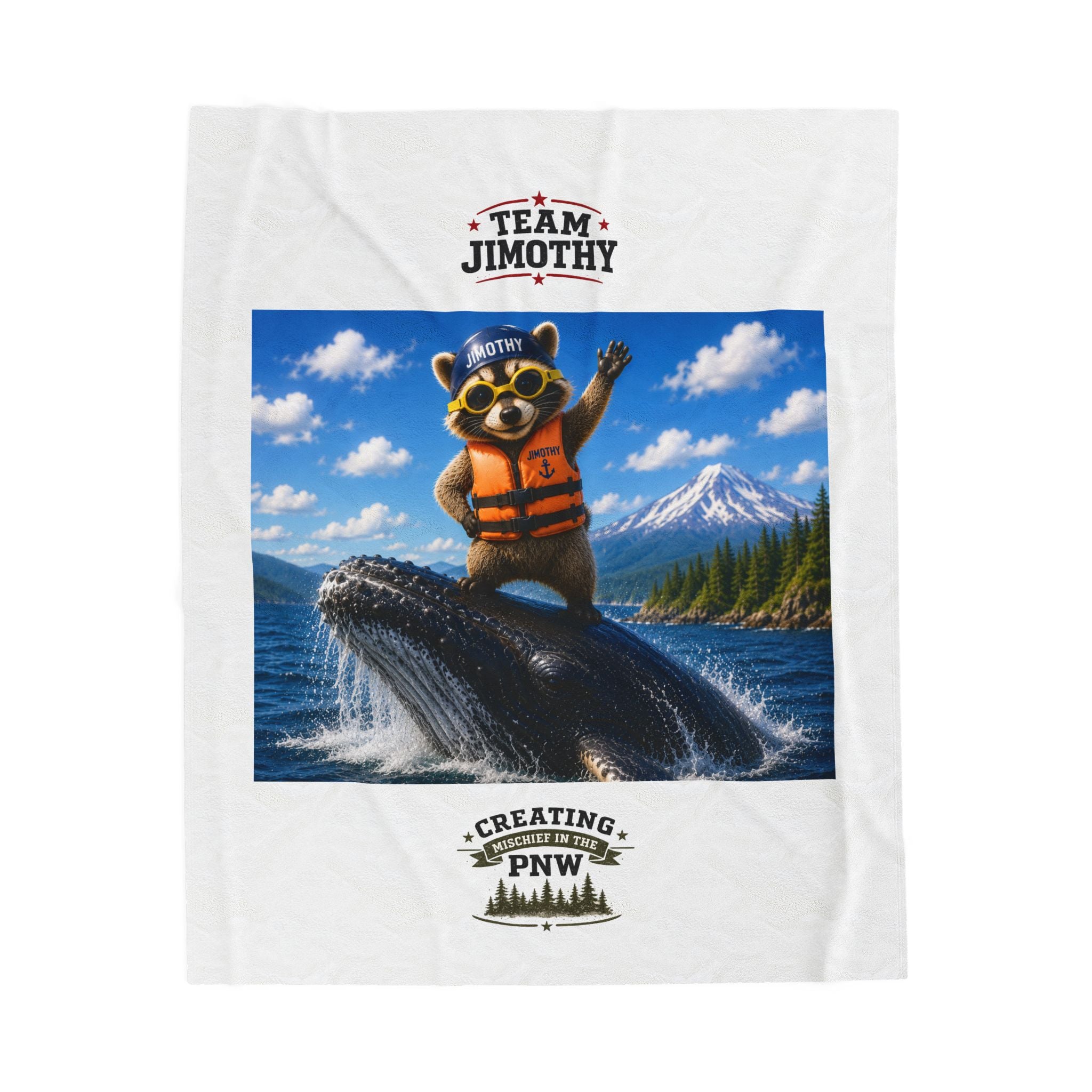Plush Blanket —Jimothy Captain Riding a Whale Velveteen Throw