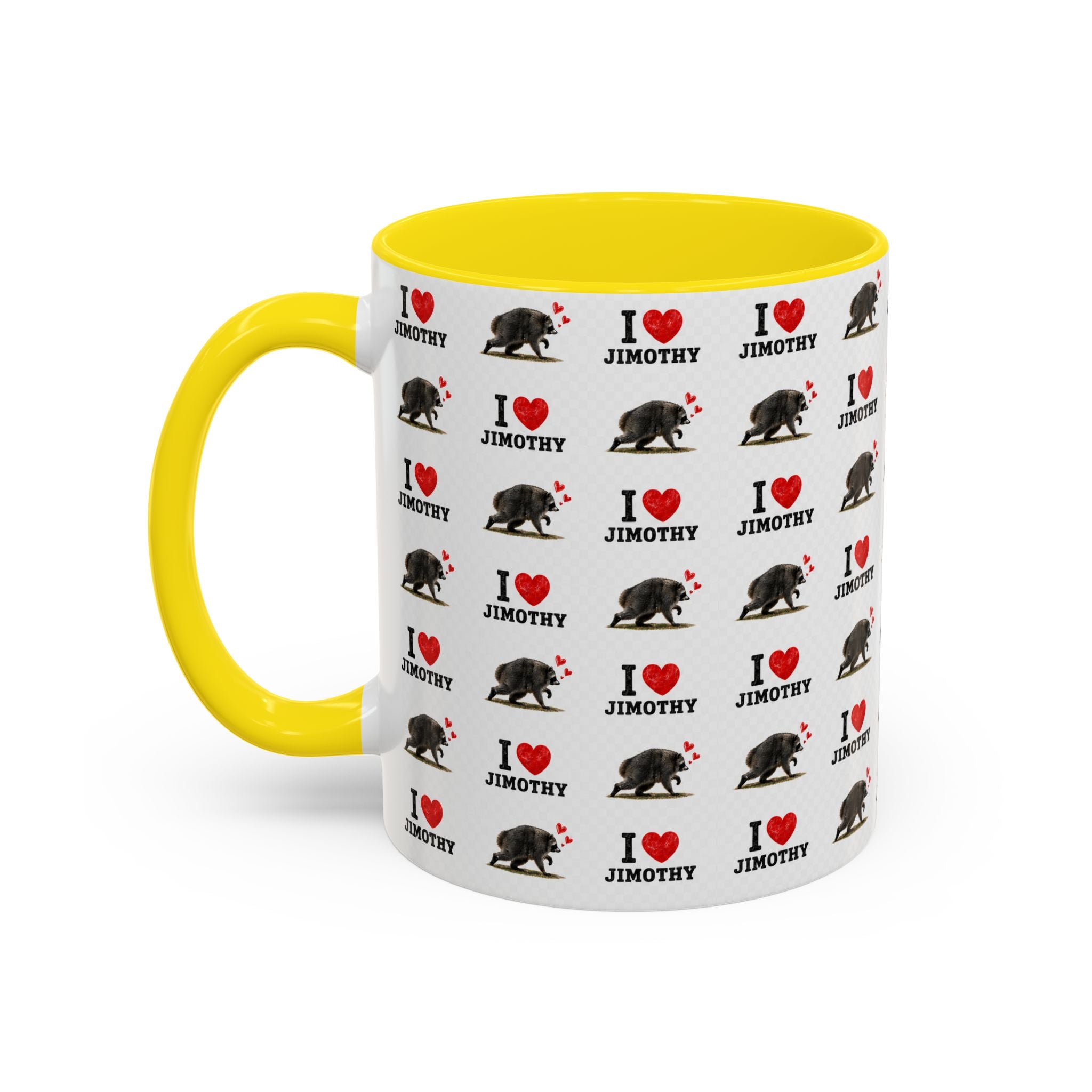I  Love Jimothy Patterned Coffee Mug — Personalized Pet Name Mug (Accent 11/15oz)