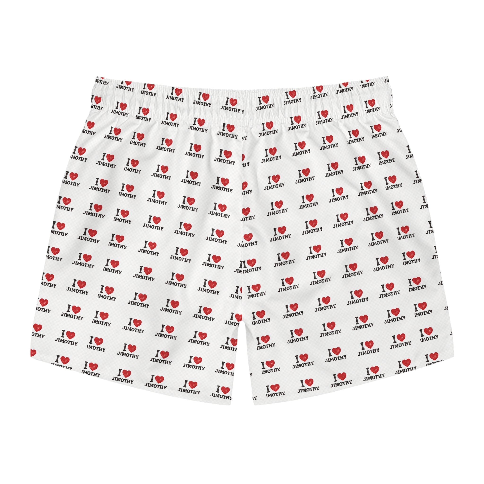 I Love Jimothy Swim Trunks — All-Over-Print Beach Shorts