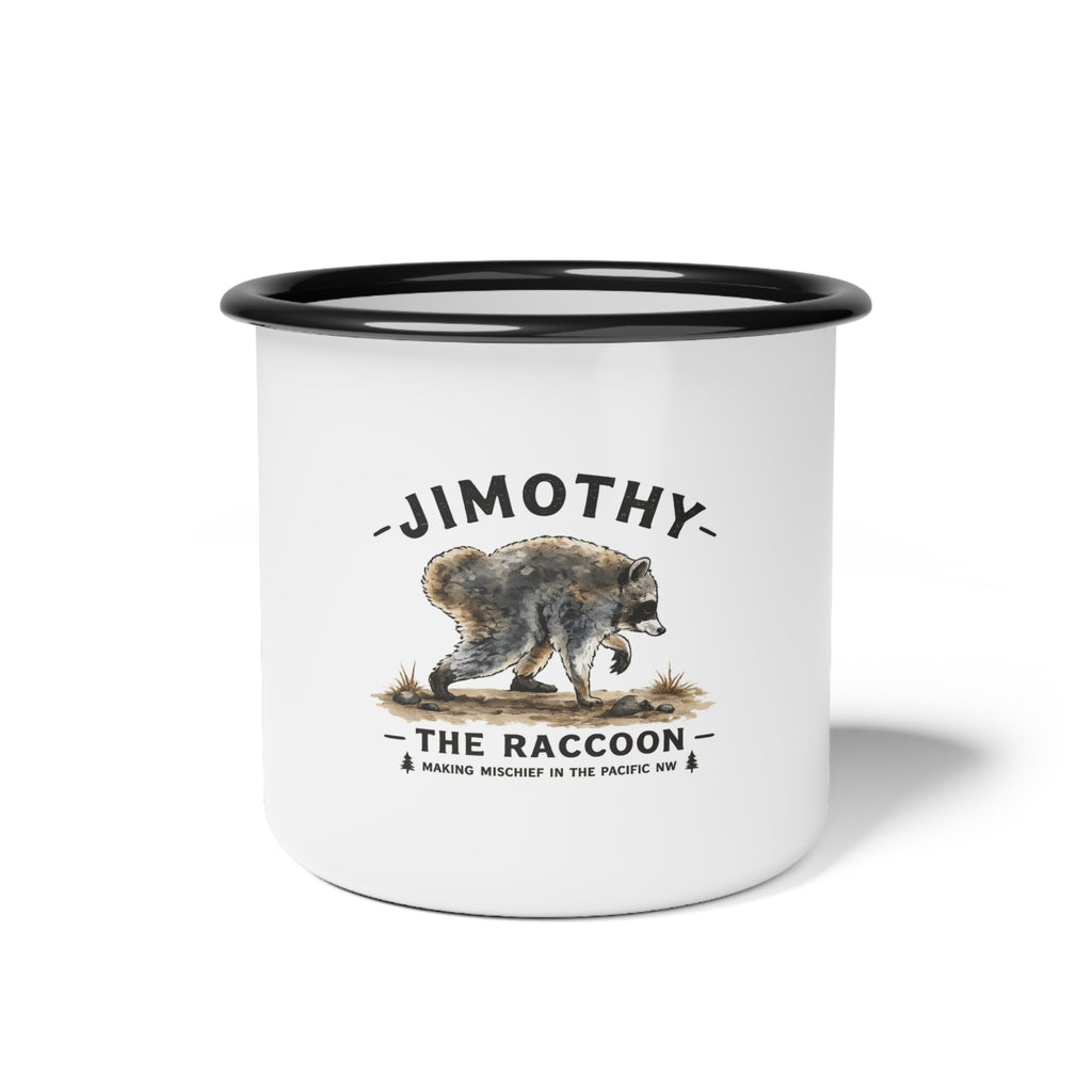 Enamel Camp Cup – 'Jimothy the Raccoon' Vintage Camping Mug