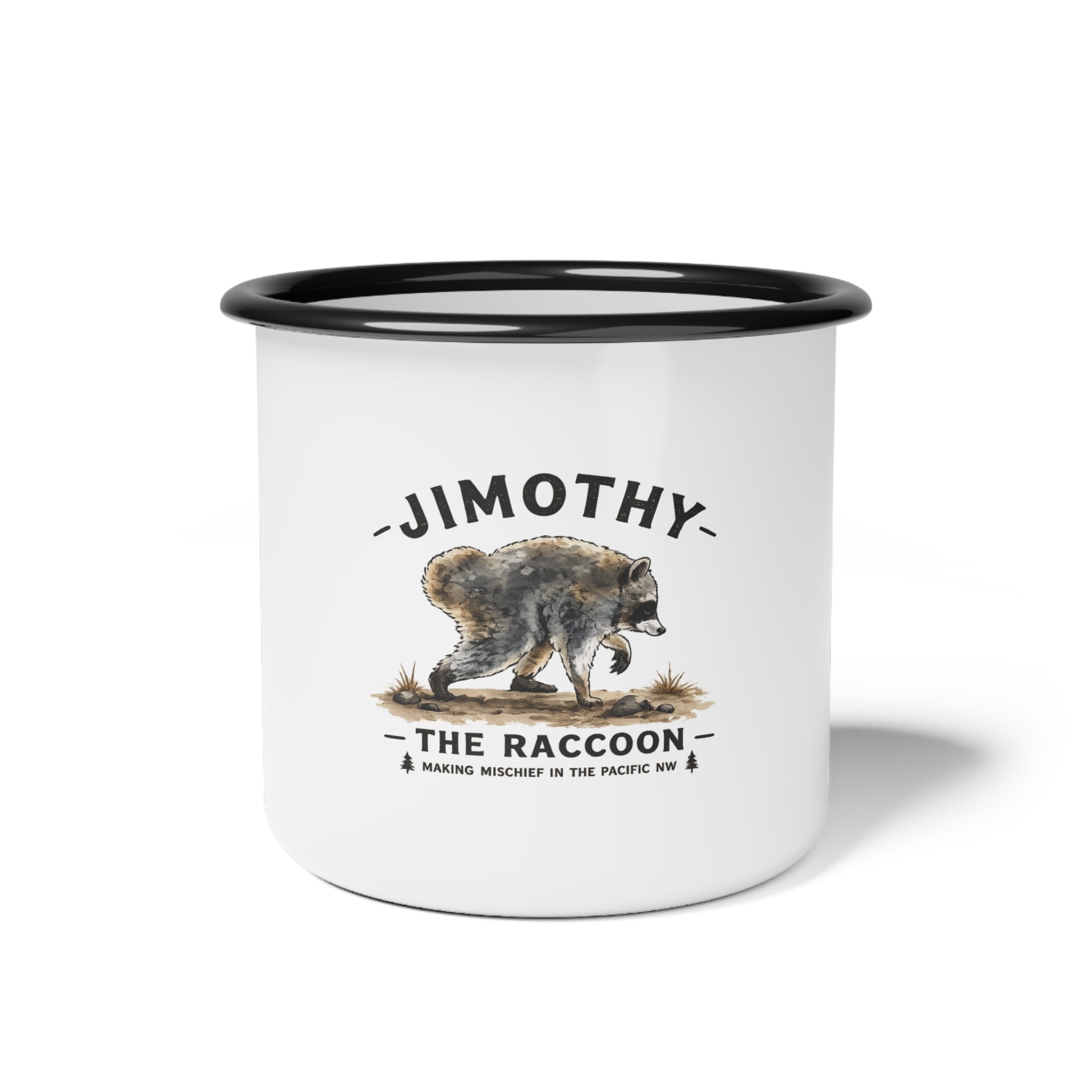 Enamel Camp Cup – 'Jimothy the Raccoon' Vintage Camping Mug