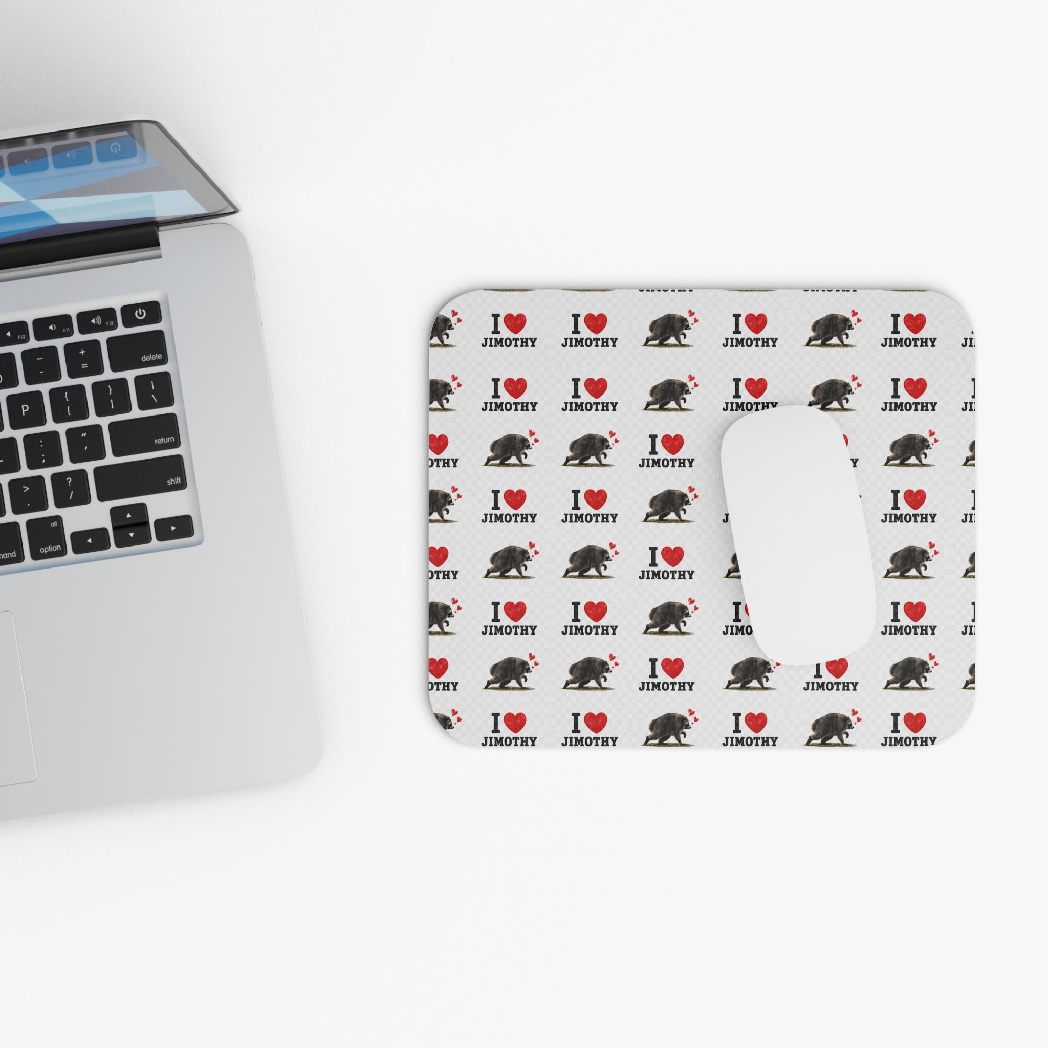 I  Jimothy Mouse Pad — Personalized Cute Rat Pattern Desk Mat