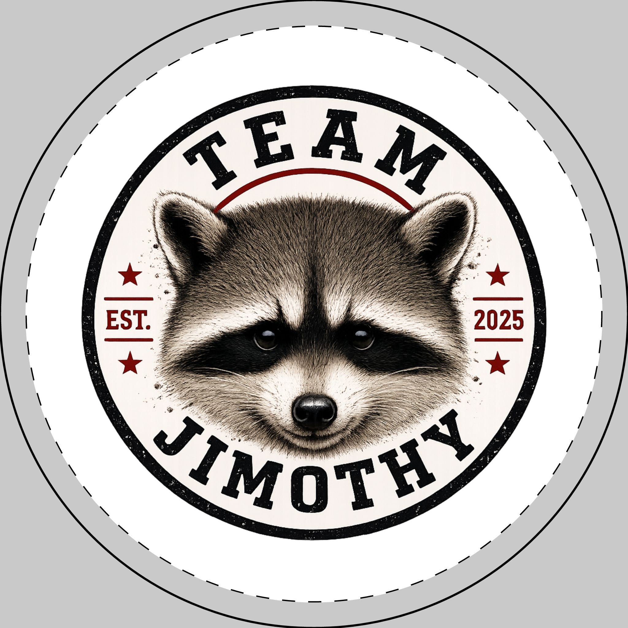 Round Car Magnet — Team Jimothy Raccoon Emblem