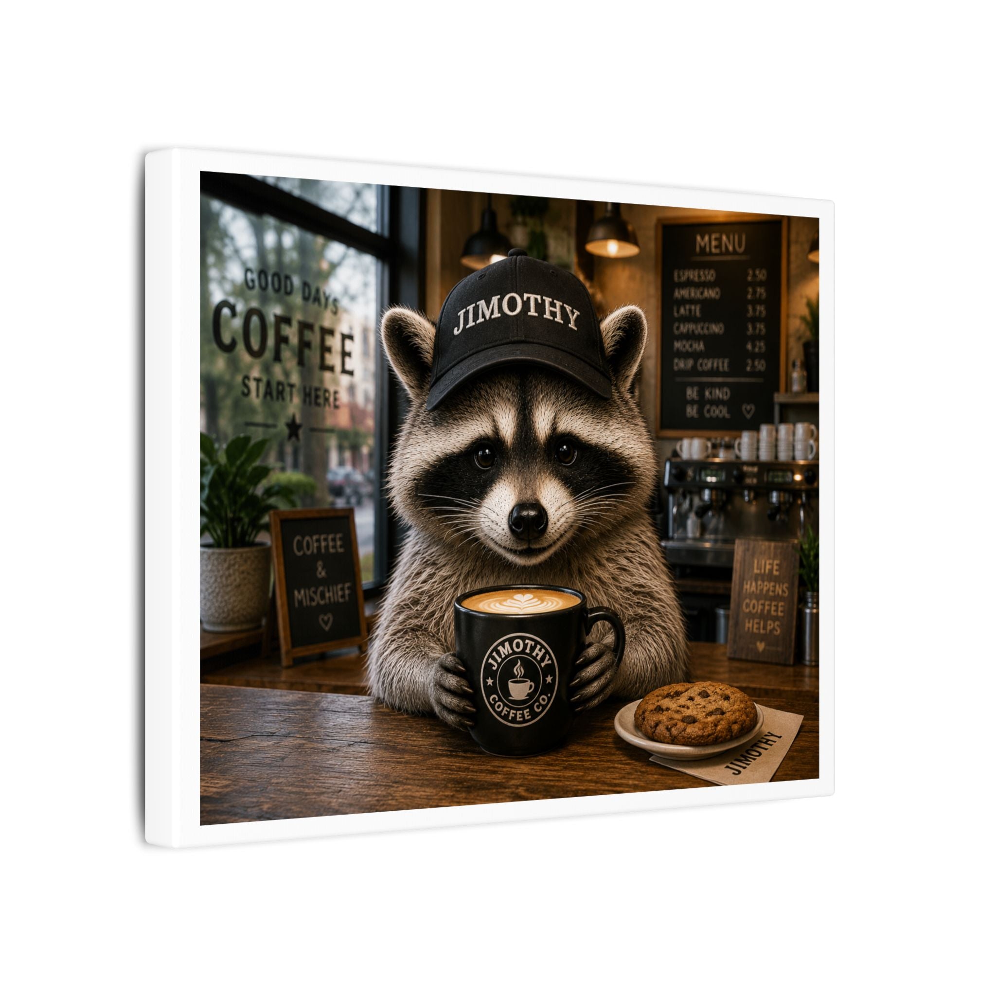 Jimothy Cozy Coffee Canvas — 'Jimothy' Café Wall Art