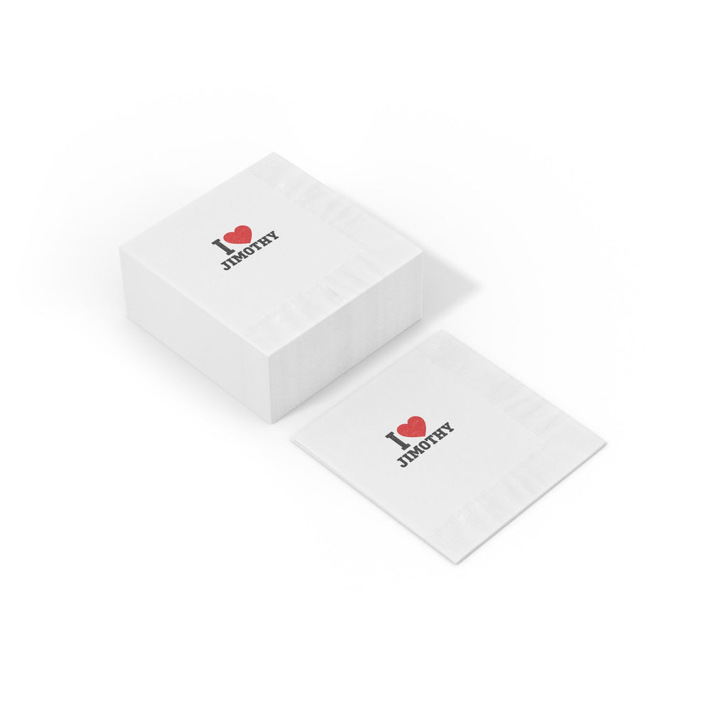 I  Love Jimothy Cocktail Napkins — Personalized I Love Jimothy Party Napkins