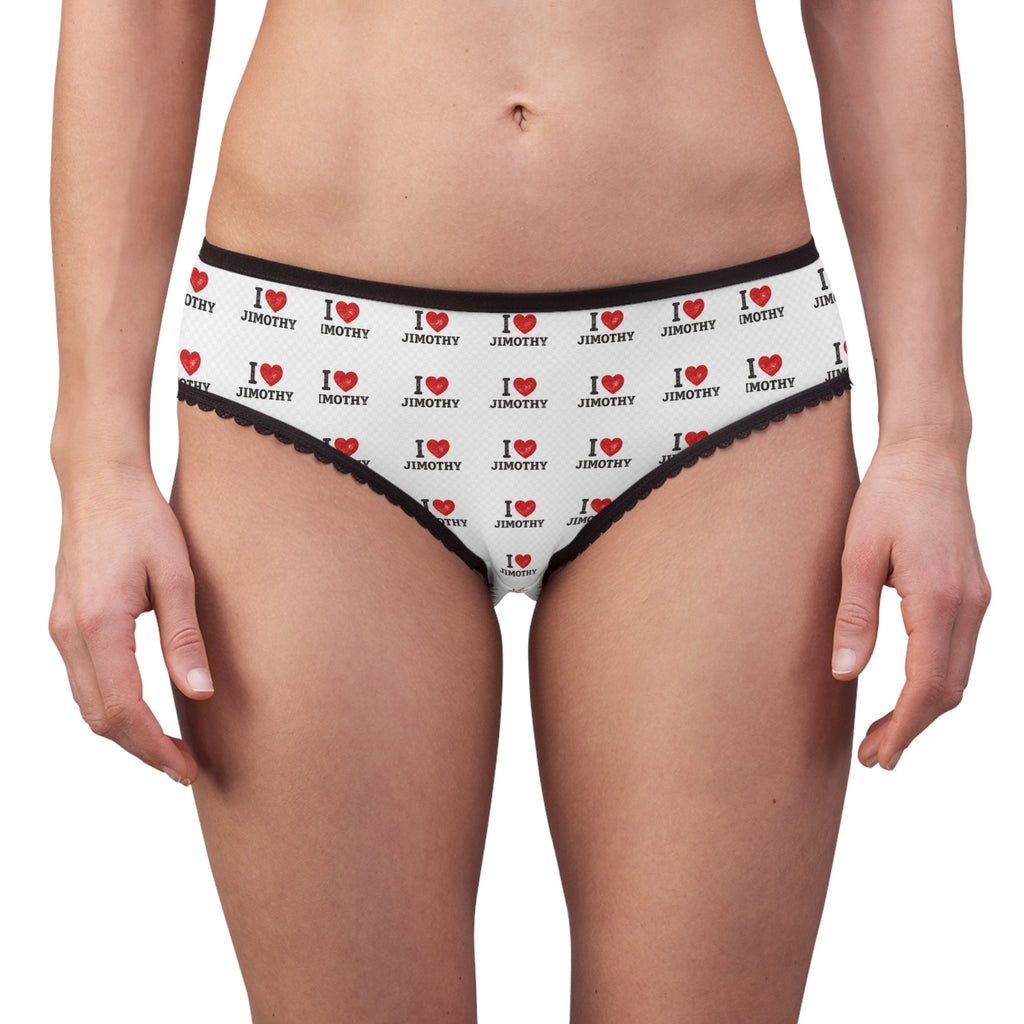I  Love JIMOTHY Personalized Women's Briefs — All-Over-Print Cute Heart Pattern