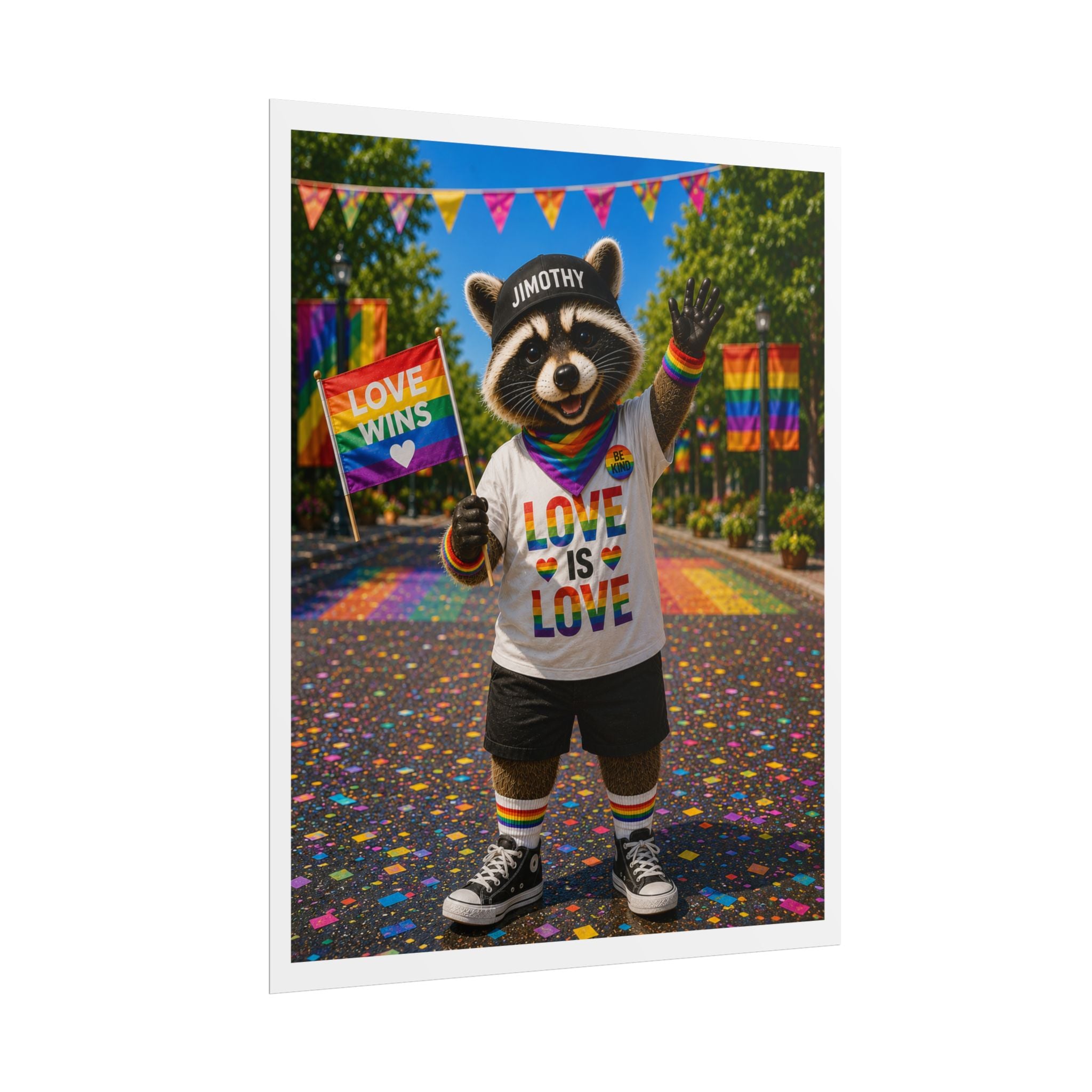 Rolled Poster — Pride Raccoon "Love Is Love" Rainbow Parade Art Print