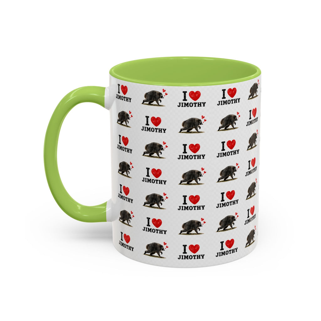 I  Love Jimothy Patterned Coffee Mug — Personalized Pet Name Mug (Accent 11/15oz)