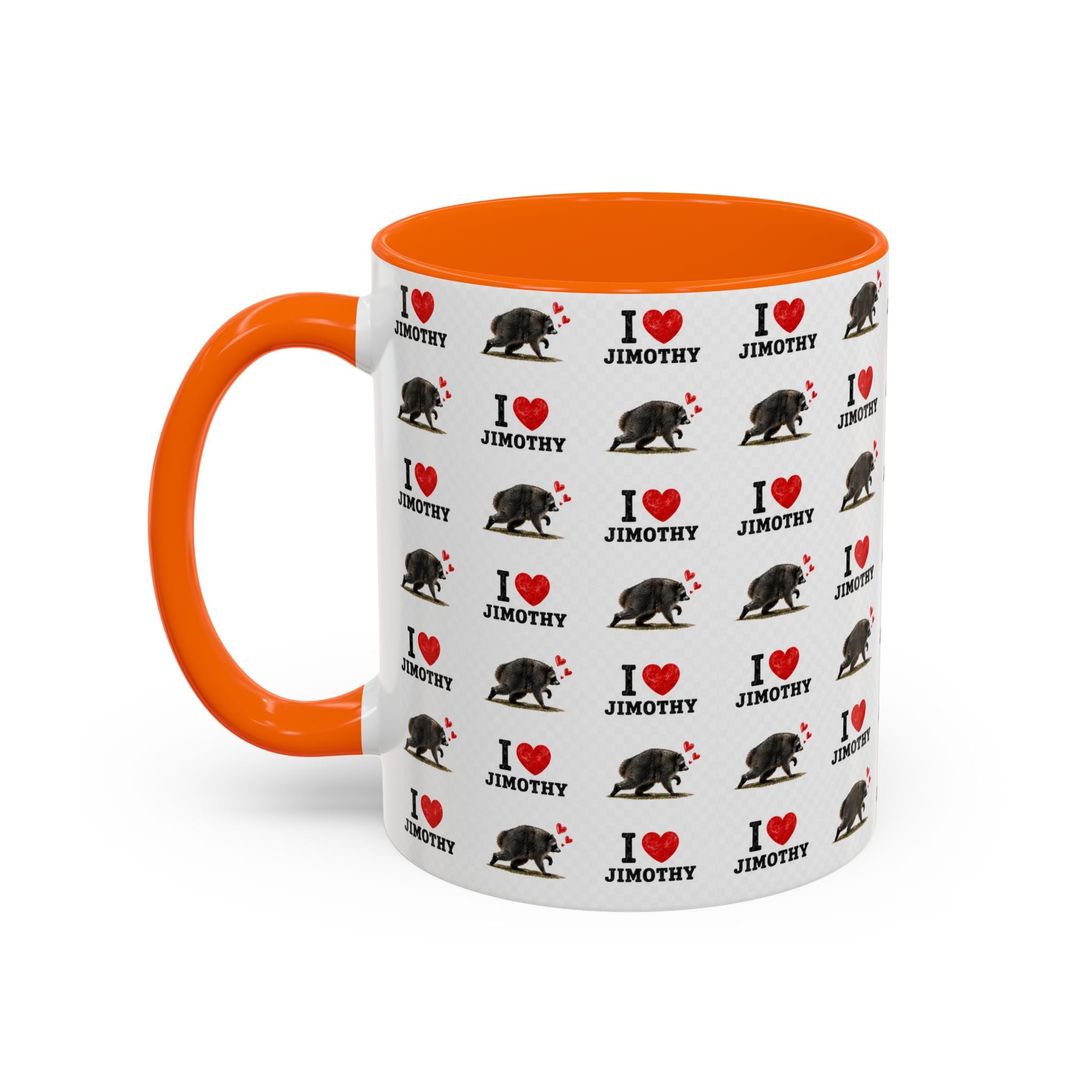 I  Love Jimothy Patterned Coffee Mug — Personalized Pet Name Mug (Accent 11/15oz)