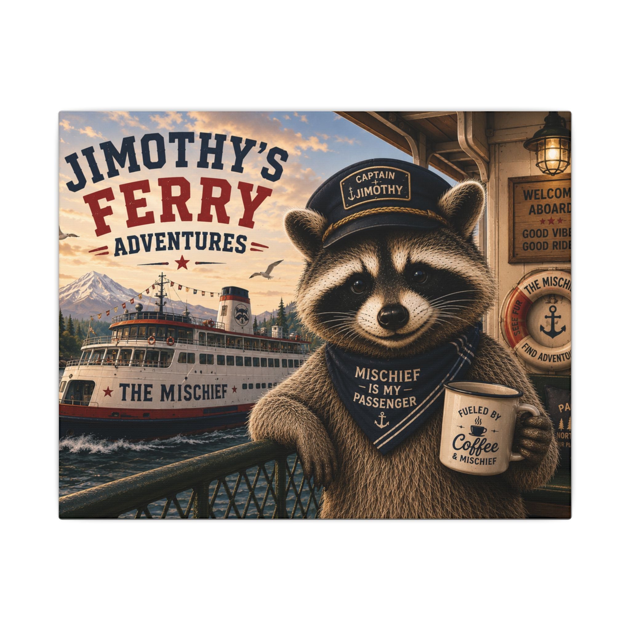 Jimothy Captain Ferry Canvas Print — “Jimothy’s Ferry Adventures” Wall Art