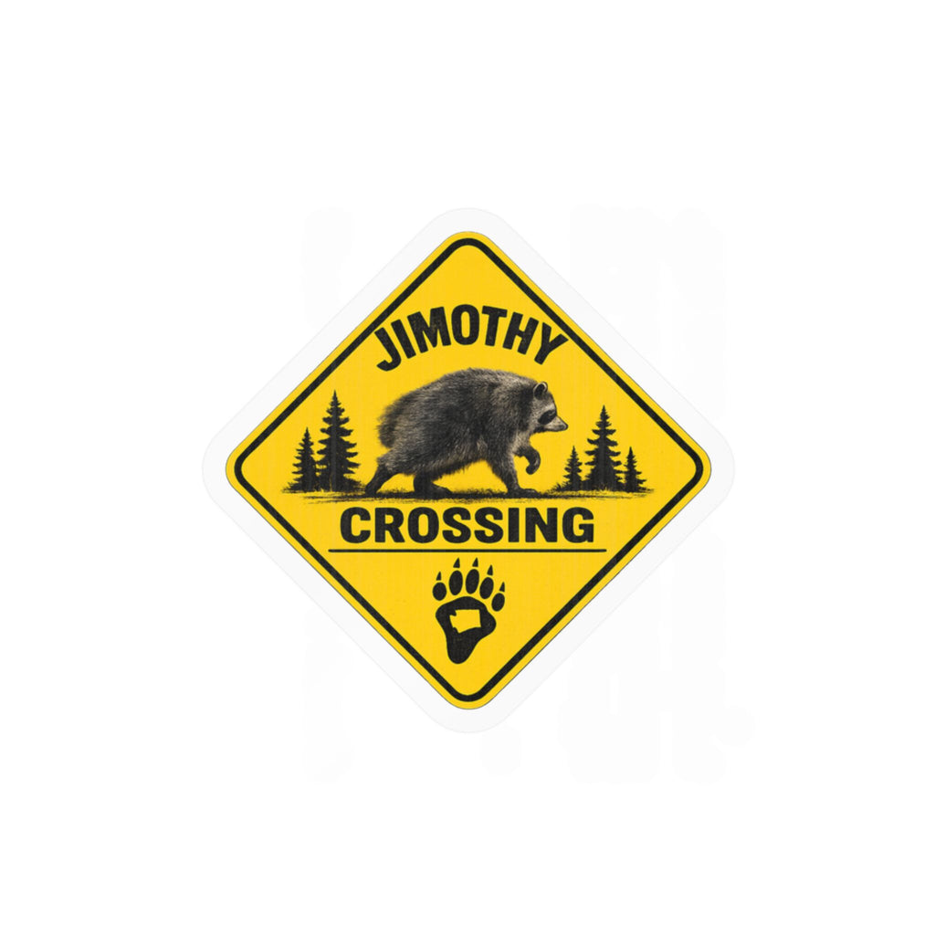 Personalized 'Jimothy Crossing' Bear Vinyl Sticker — Custom Name Kiss-Cut Decal