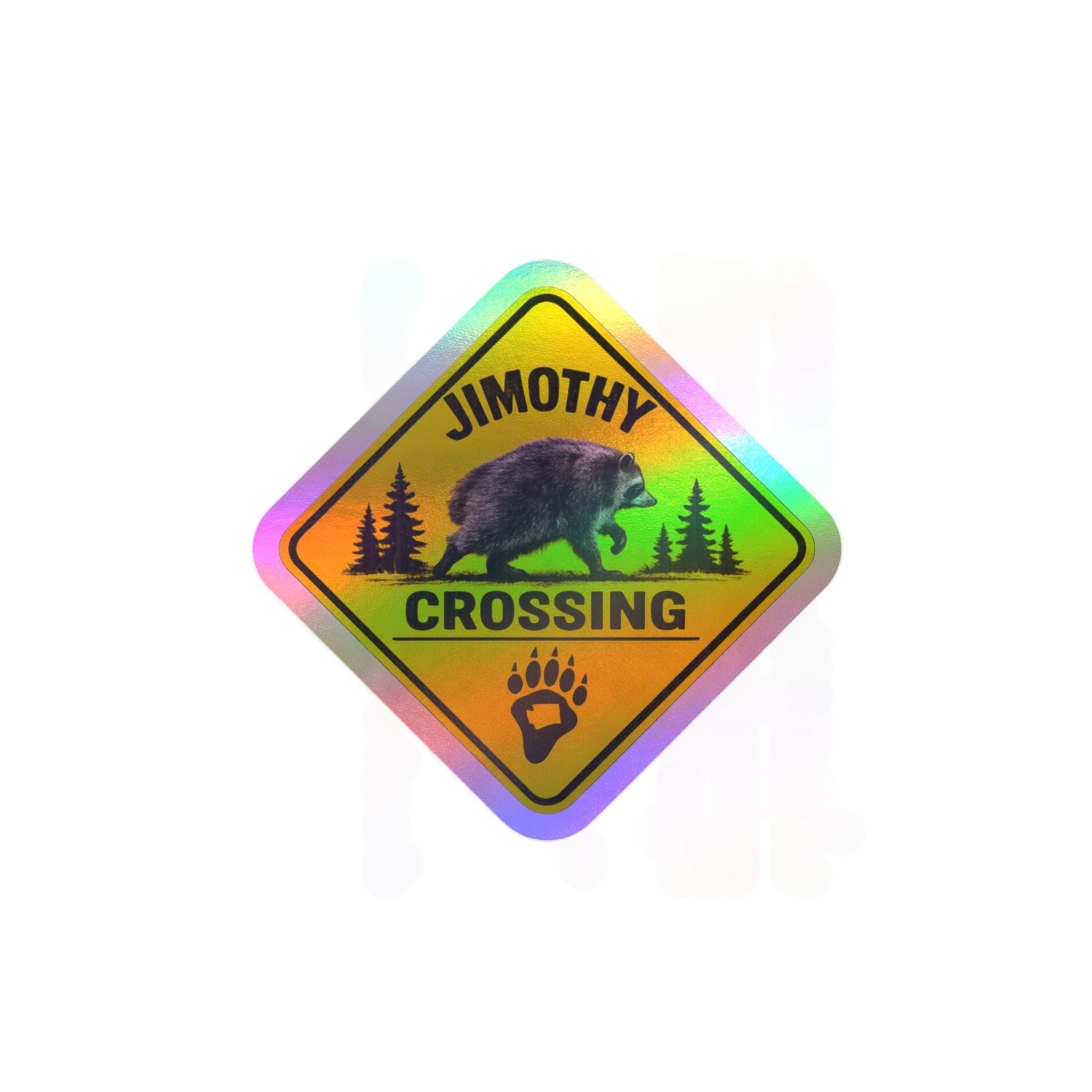 Personalized 'Jimothy Crossing' Bear Vinyl Sticker — Custom Name Kiss-Cut Decal